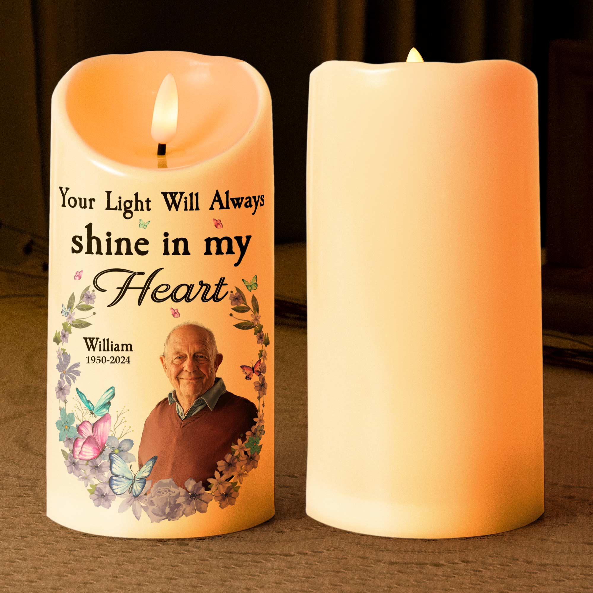 Your Light Will Always Shine In My Heart - Personalized Photo LED Candle