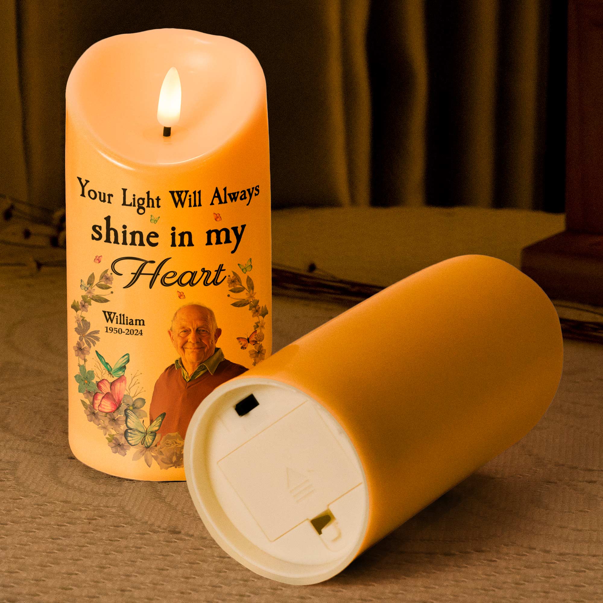 Your Light Will Always Shine In My Heart - Personalized Photo LED Candle