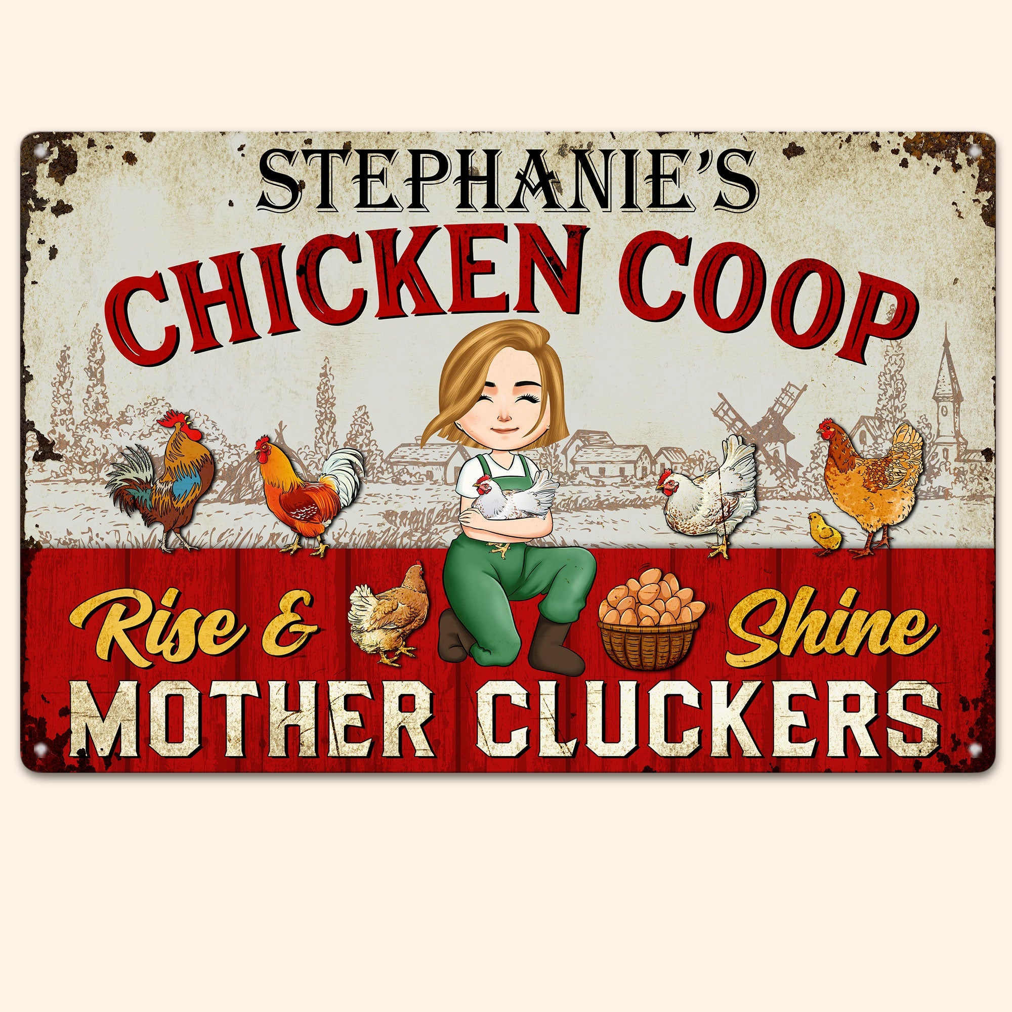 Rise And Shine Mother Cluckers - Personalized Metal Sign