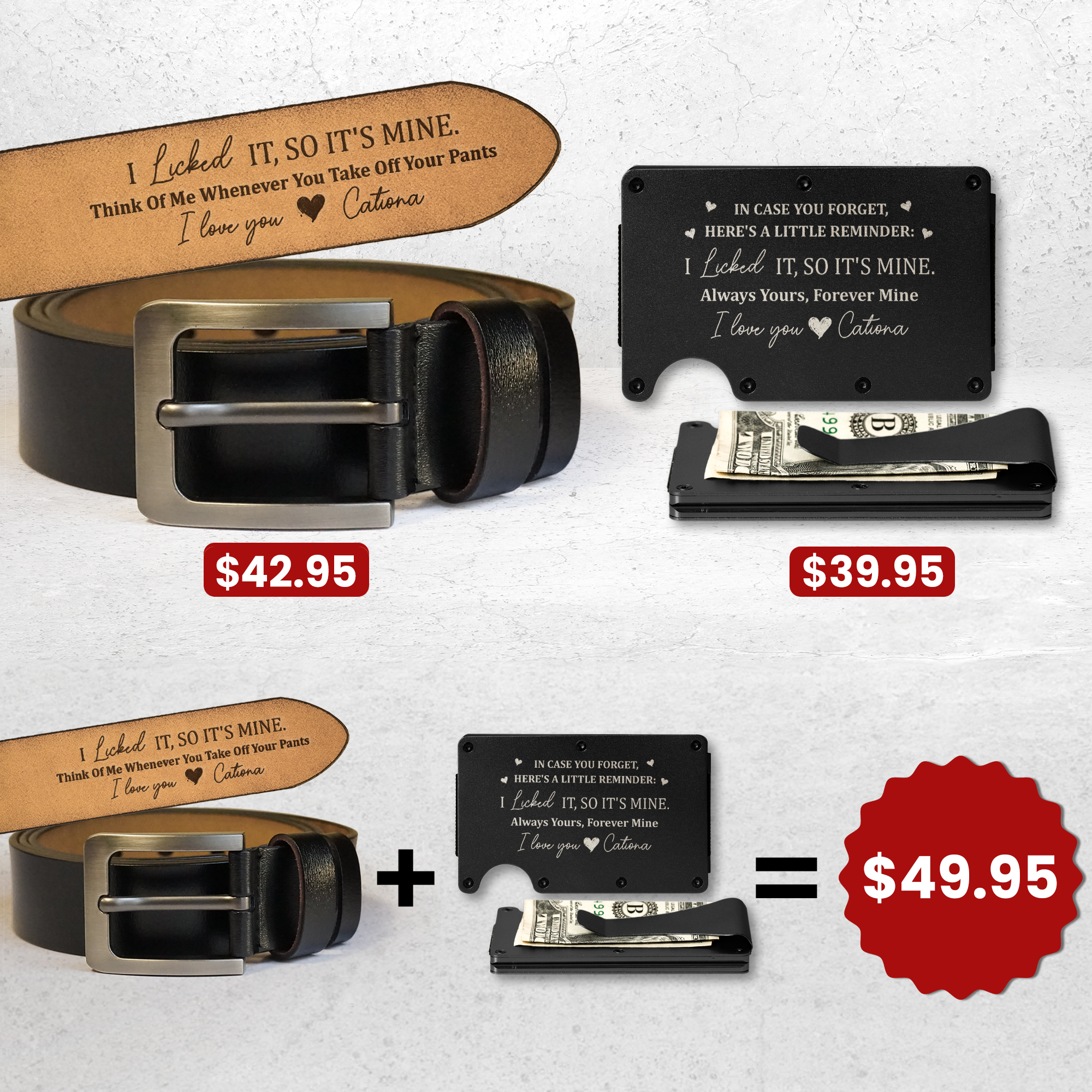 I Licked It, So It's Mine - Personalized Engraved Leather Belt