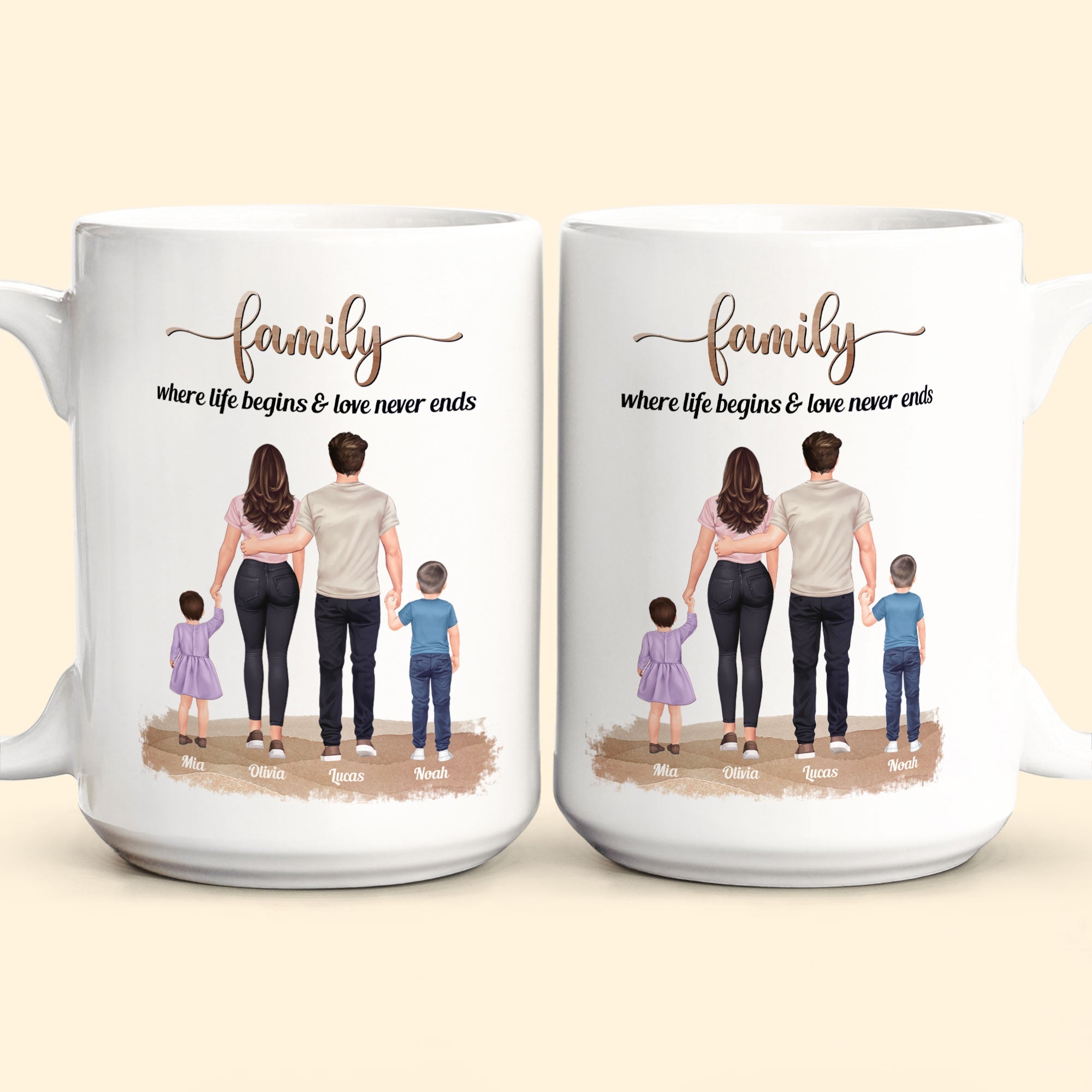 Family, Where Life Begins & Love Never Ends - Personalized Mug