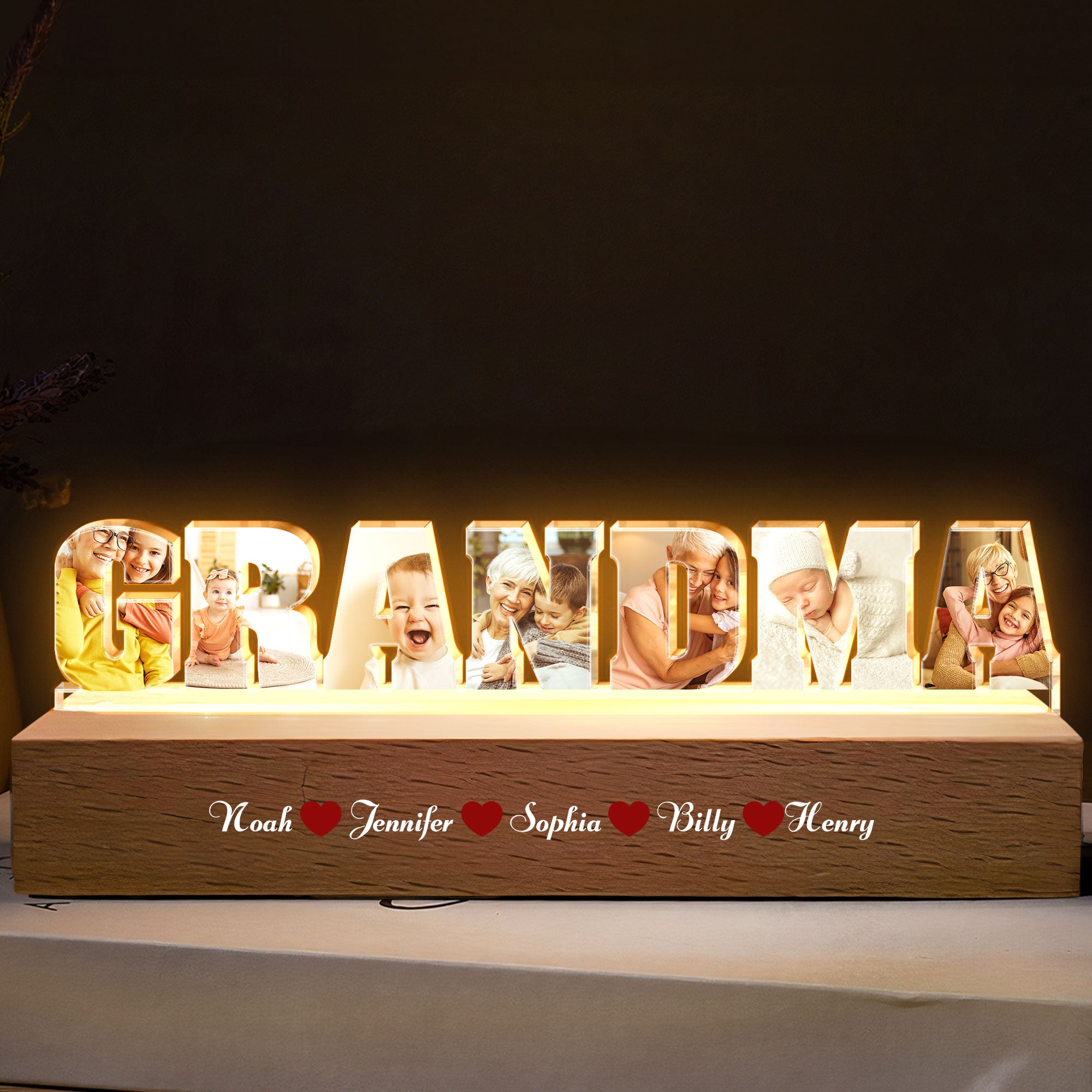 We Love You Grandma - Personalized Photo LED Night Light