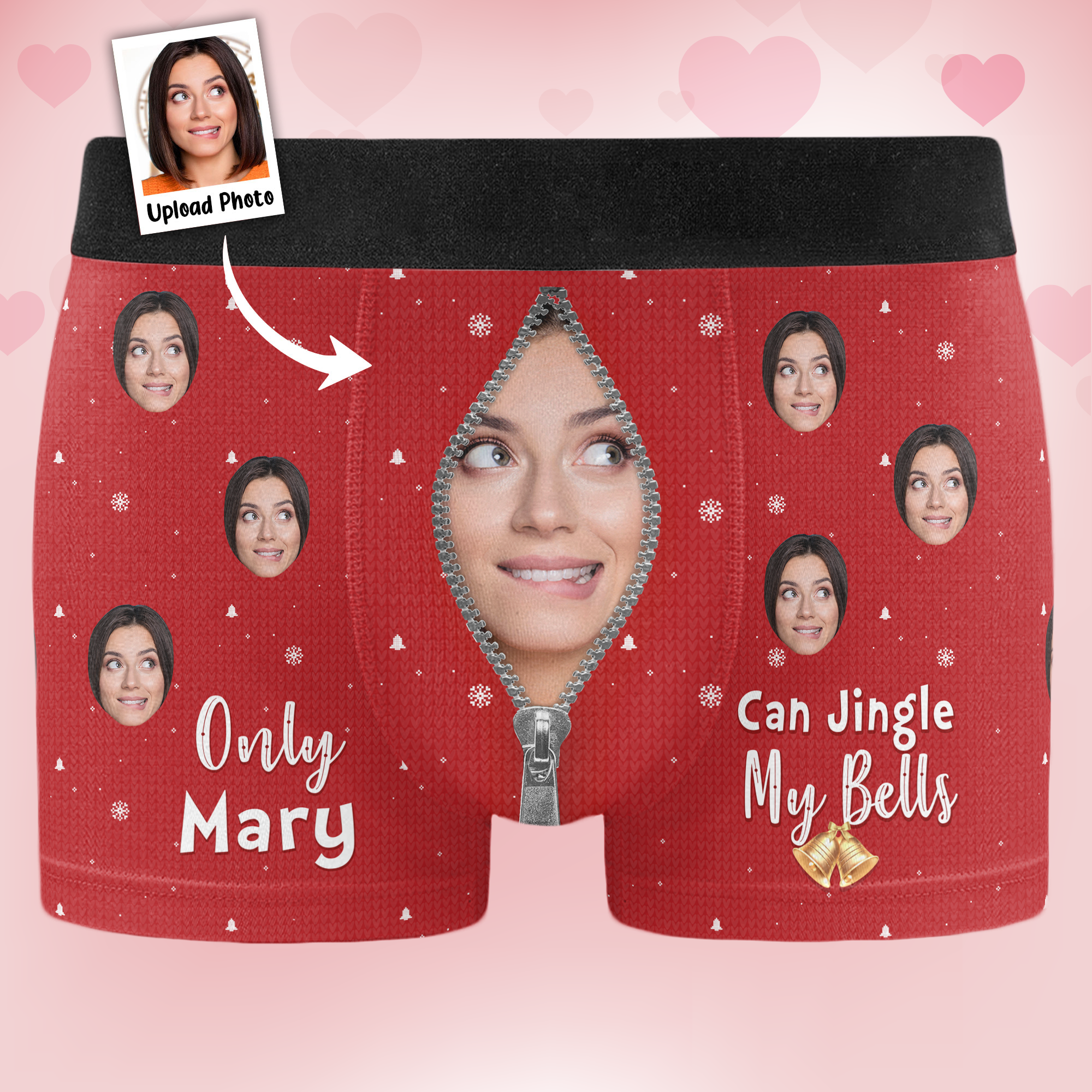 Only Wife Can Jingle My Bells - Personalized Photo Men's Boxer Briefs