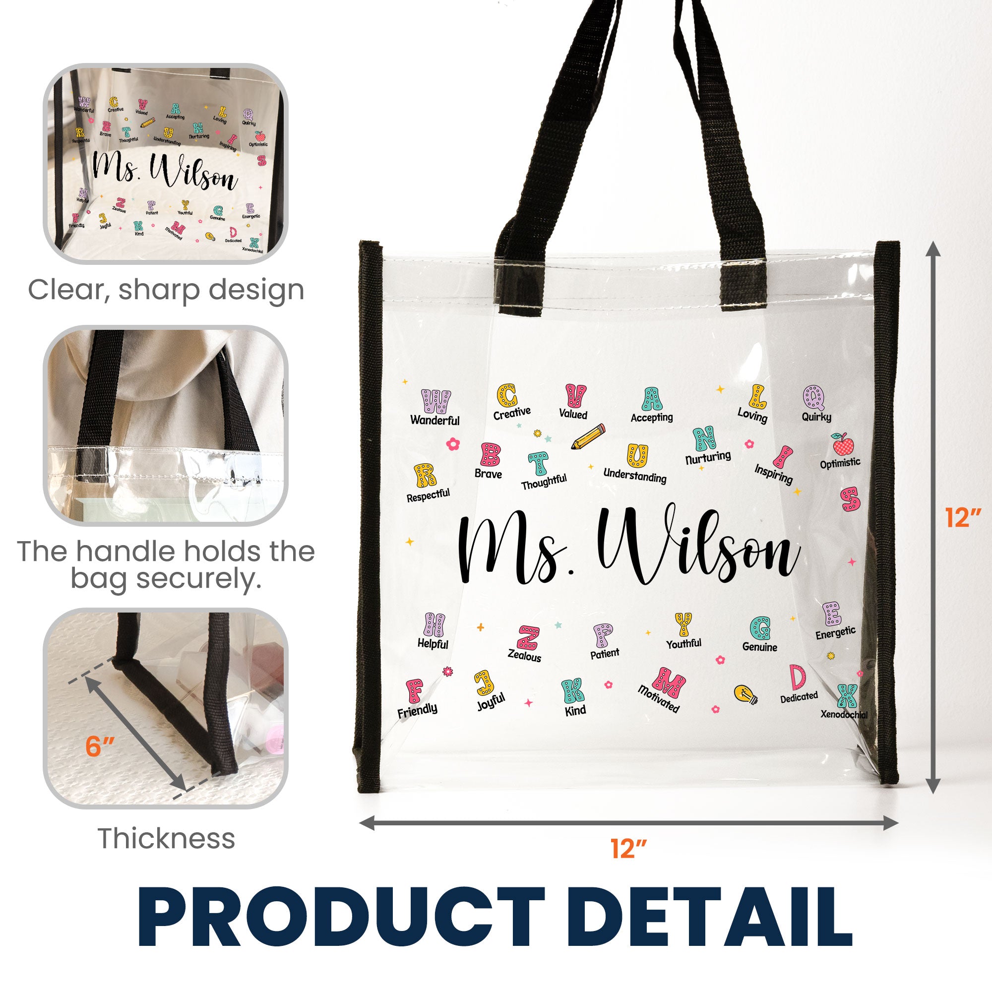 You Are A Teacher Alphabet Style - Personalized Clear Tote Bag