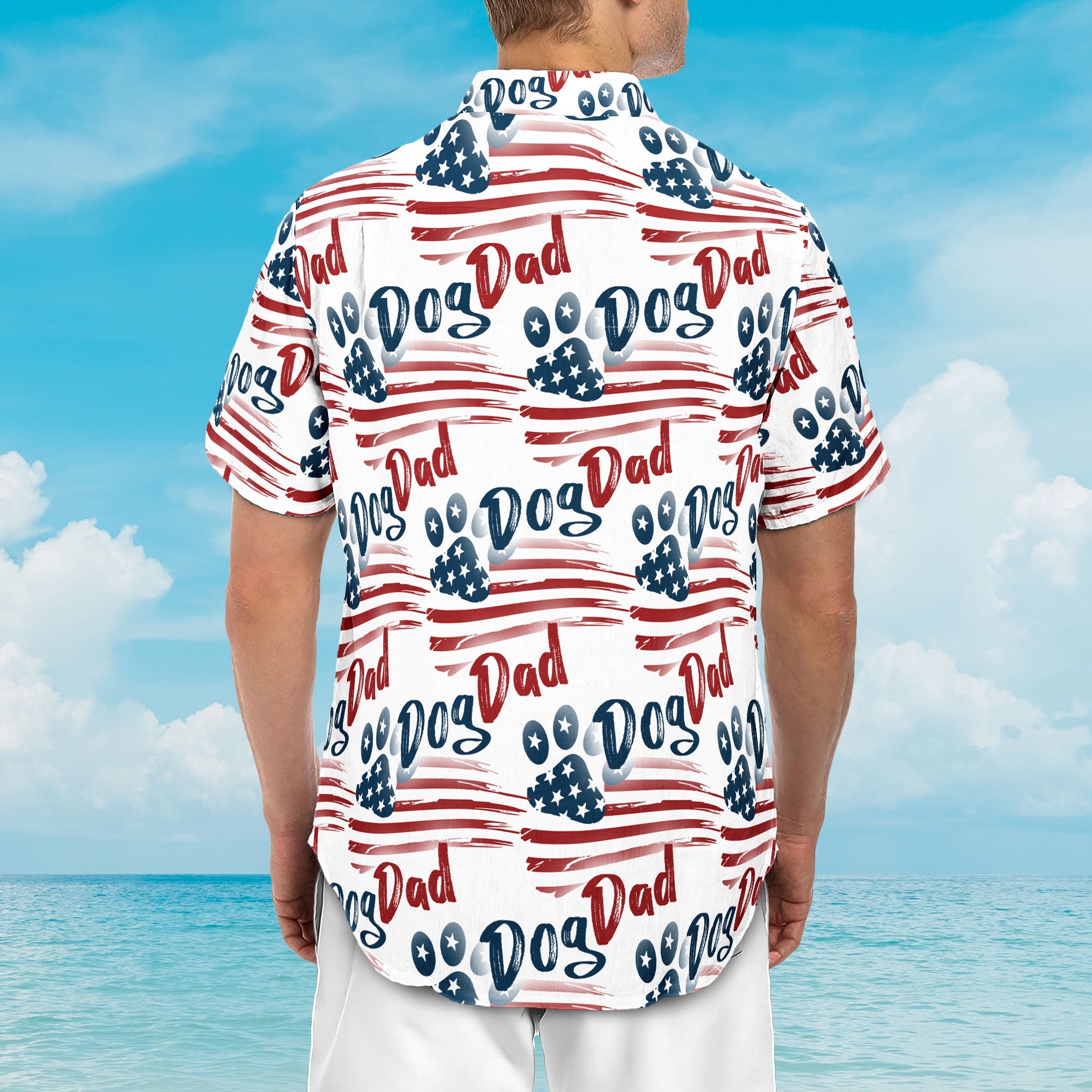 Dog Dad Patriotic America 4th Of July - Personalized Hawaiian Shirt