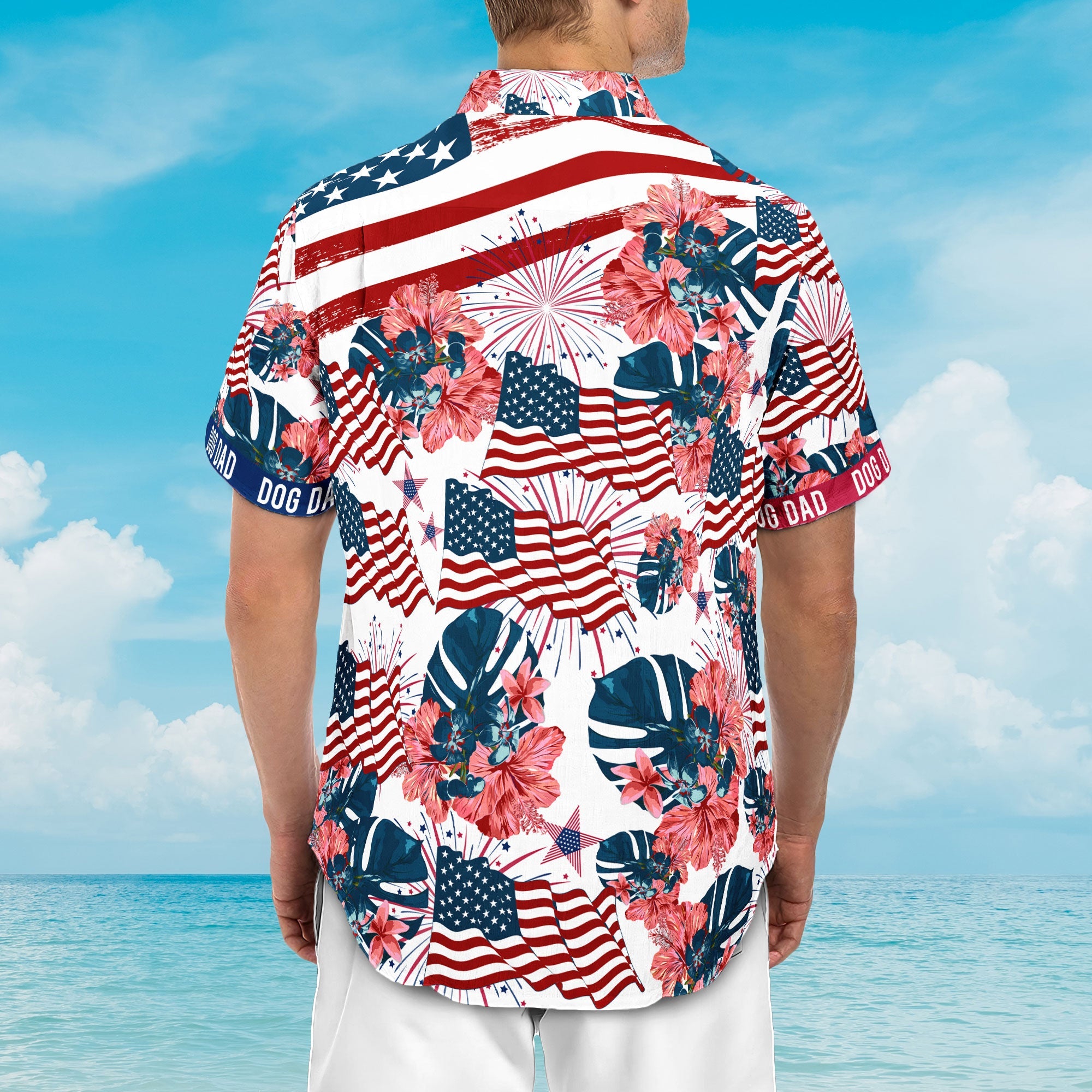 Dog Dad Patriotic America 4th Of July - Personalized Hawaiian Shirt