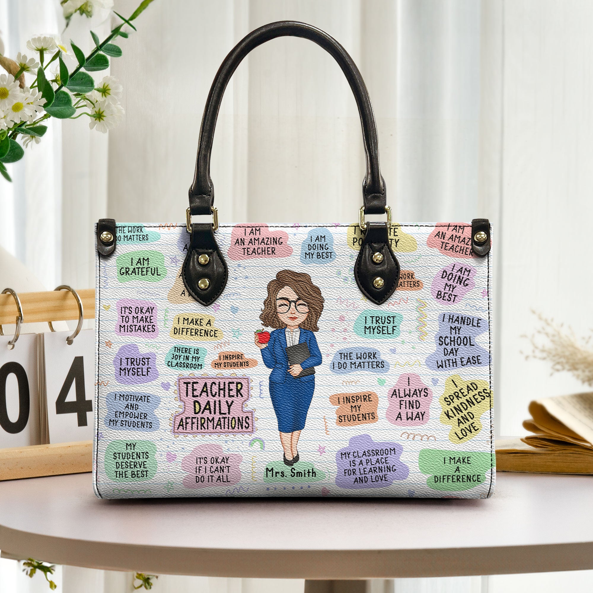 Teacher Daily Affirmations - Personalized Leather Bag