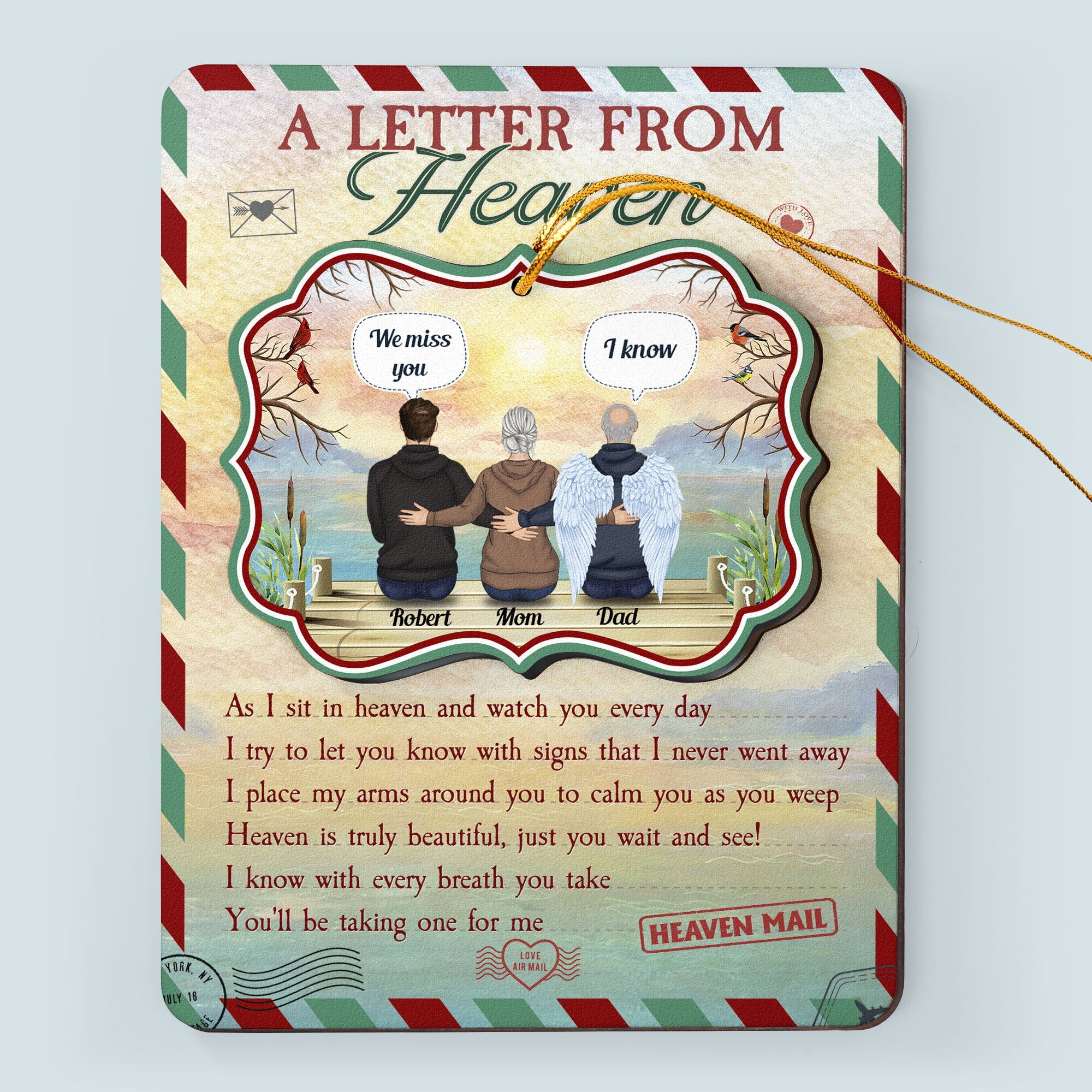 A Letter From Heaven To You - Personalized Wooden Card With Pop Out Ornament