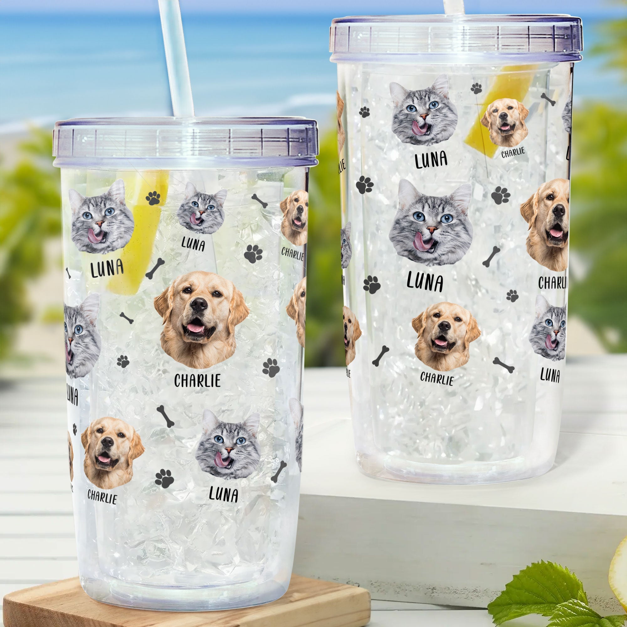 Lovely Upload Pet Image - Personalized Photo Acrylic Tumbler With Straw