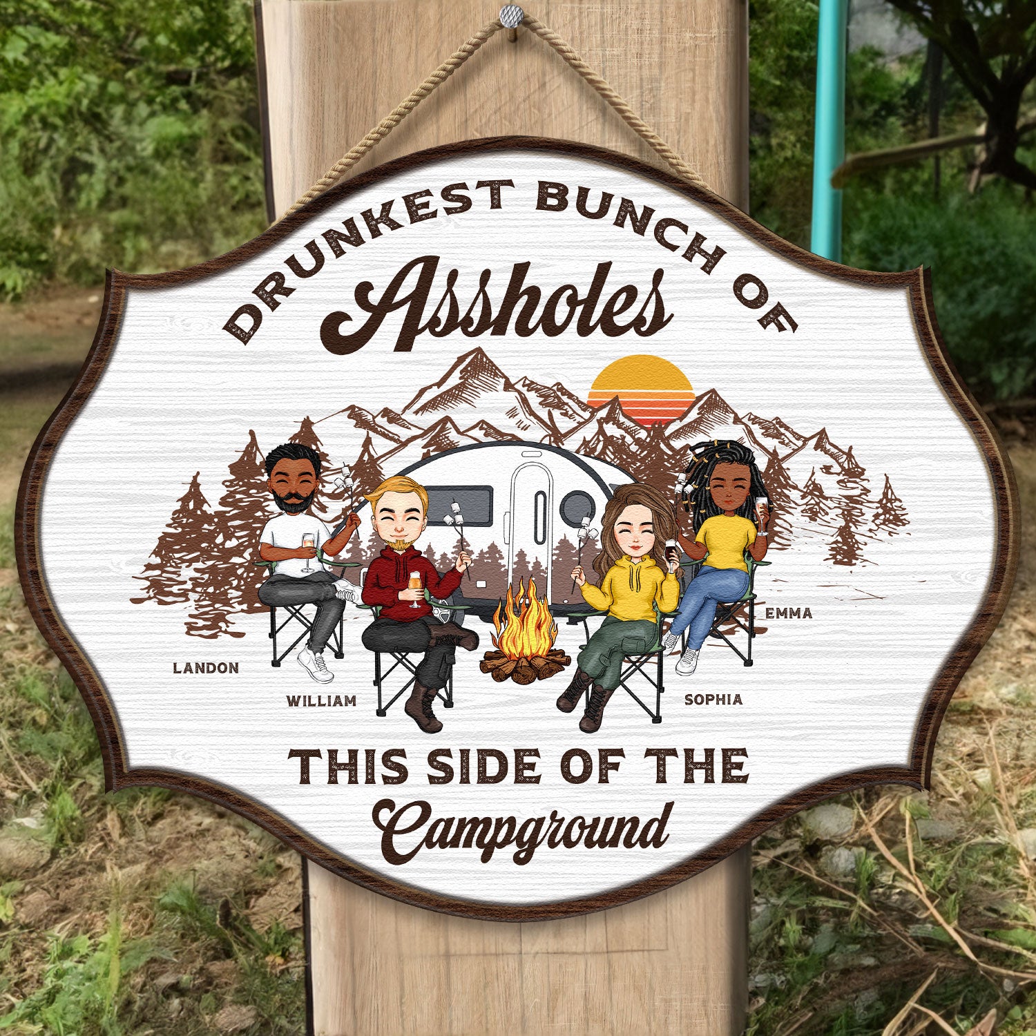 Drunkest Bunch Of Assholes - Personalized Custom Shaped Wood Sign