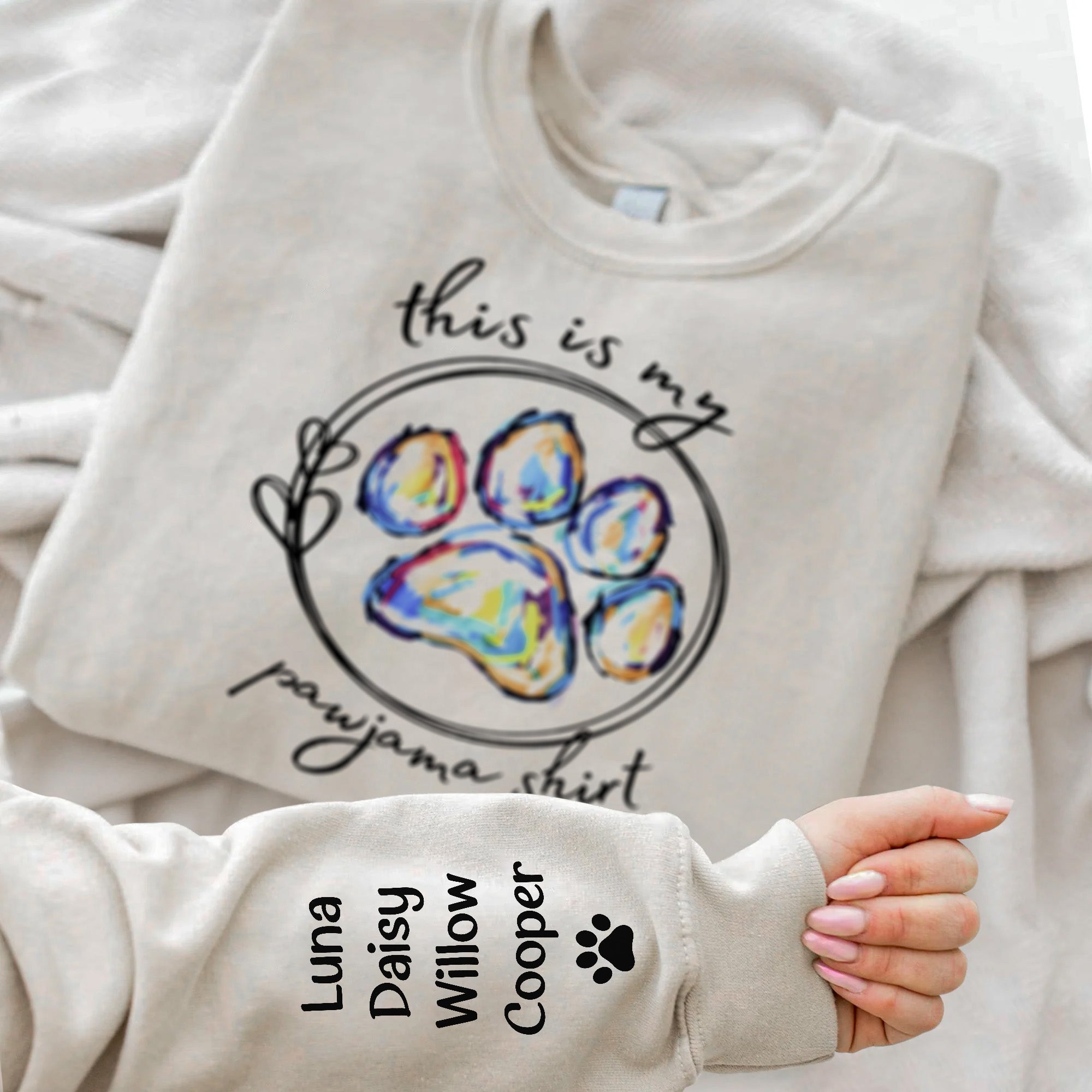 This Is My Pawjama Shirt Paw Print - Personalized Sweatshirt