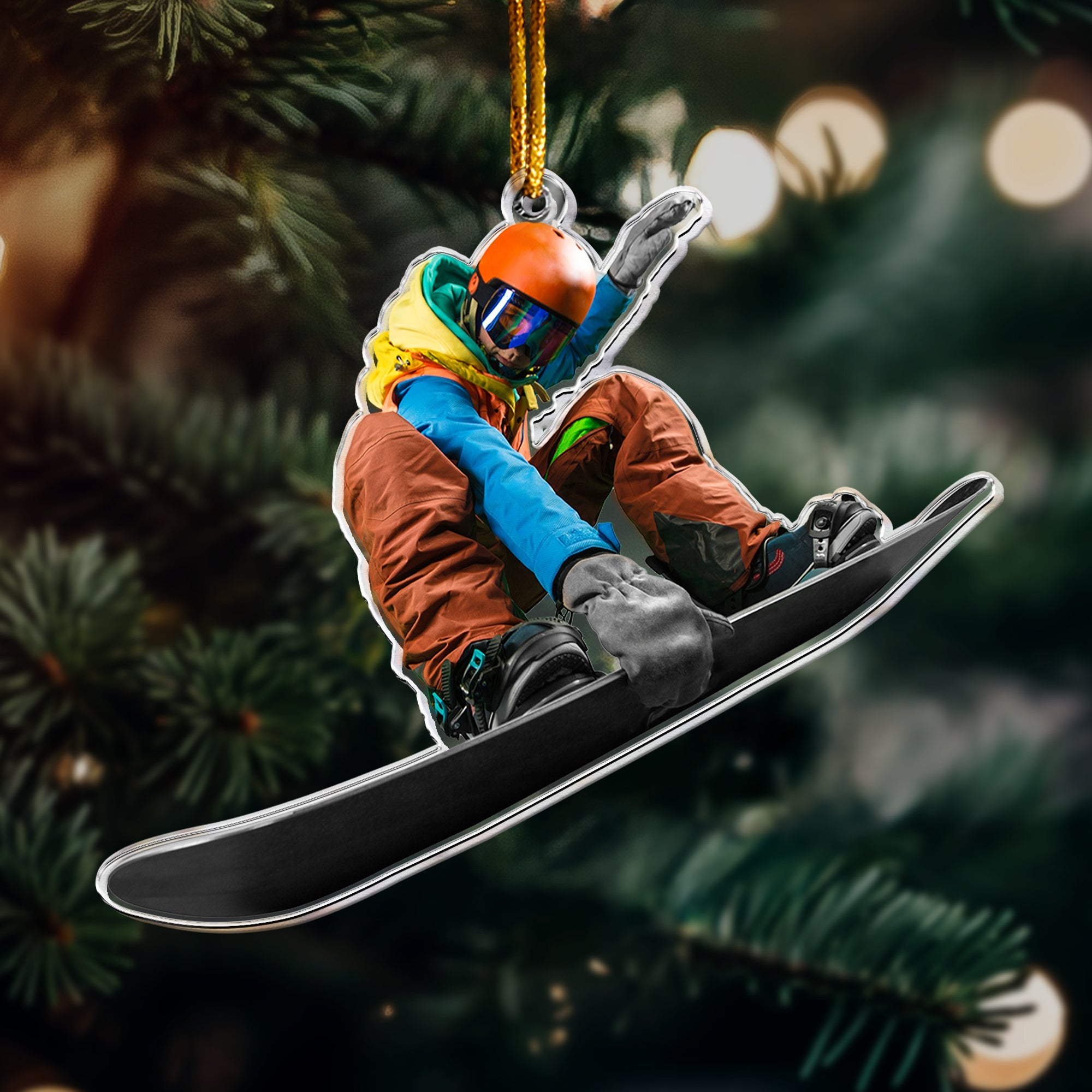 Snowboarding Gift Presents For Snowboarders - Personalized Acrylic Photo Ornament