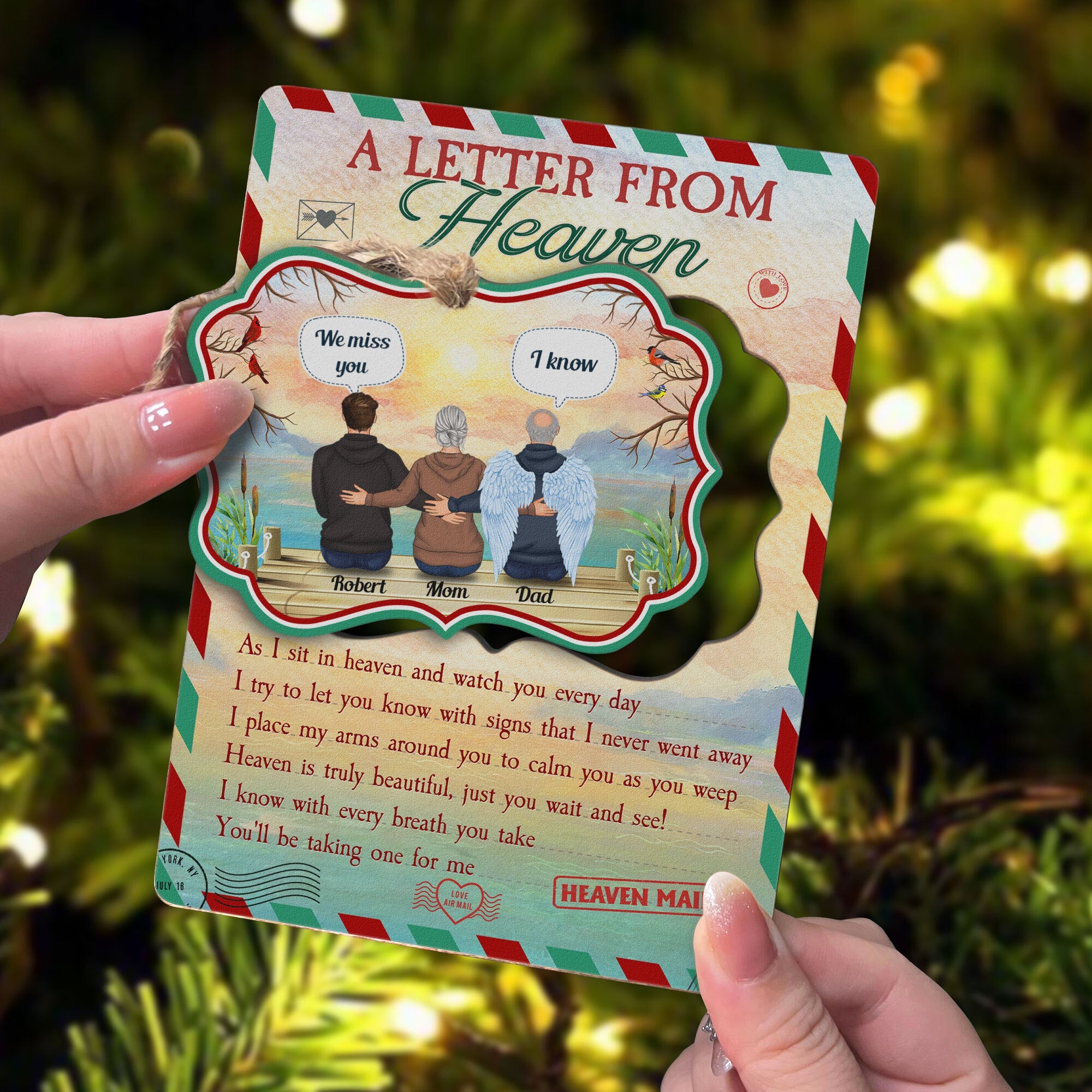 A Letter From Heaven To You - Personalized Wooden Card With Pop Out Ornament