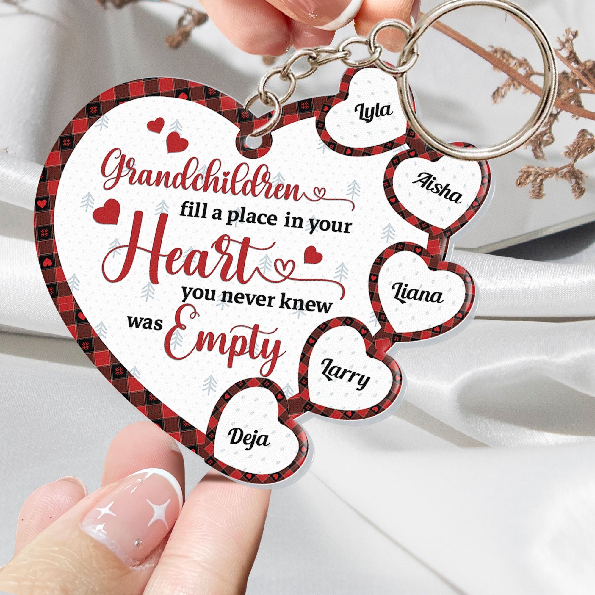 Grandchildren Fill A Place In Your Heart - Personalized Acrylic Keychain