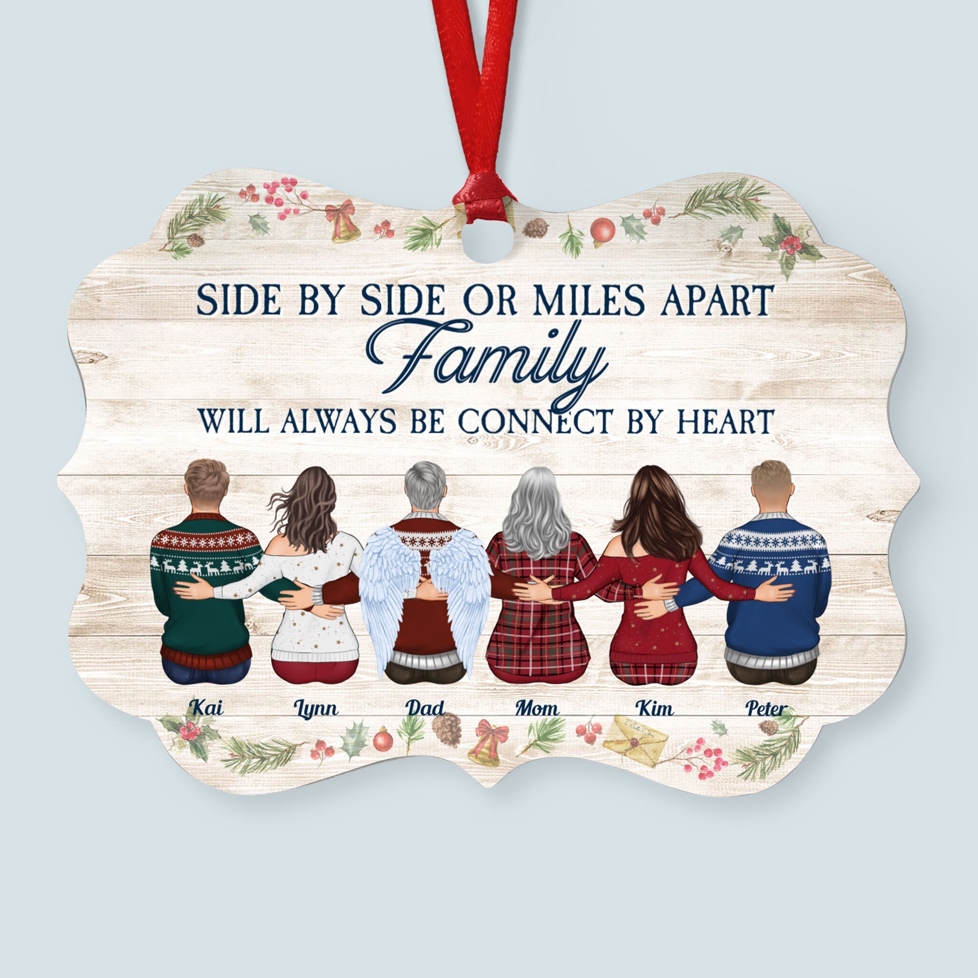 The Love Of Family Is Life's Greatest Blessing - Personalized Aluminum Ornament - Christmas Gift Family Ornament For Dad, Mom, Brothers, Sisters - Family Hugging