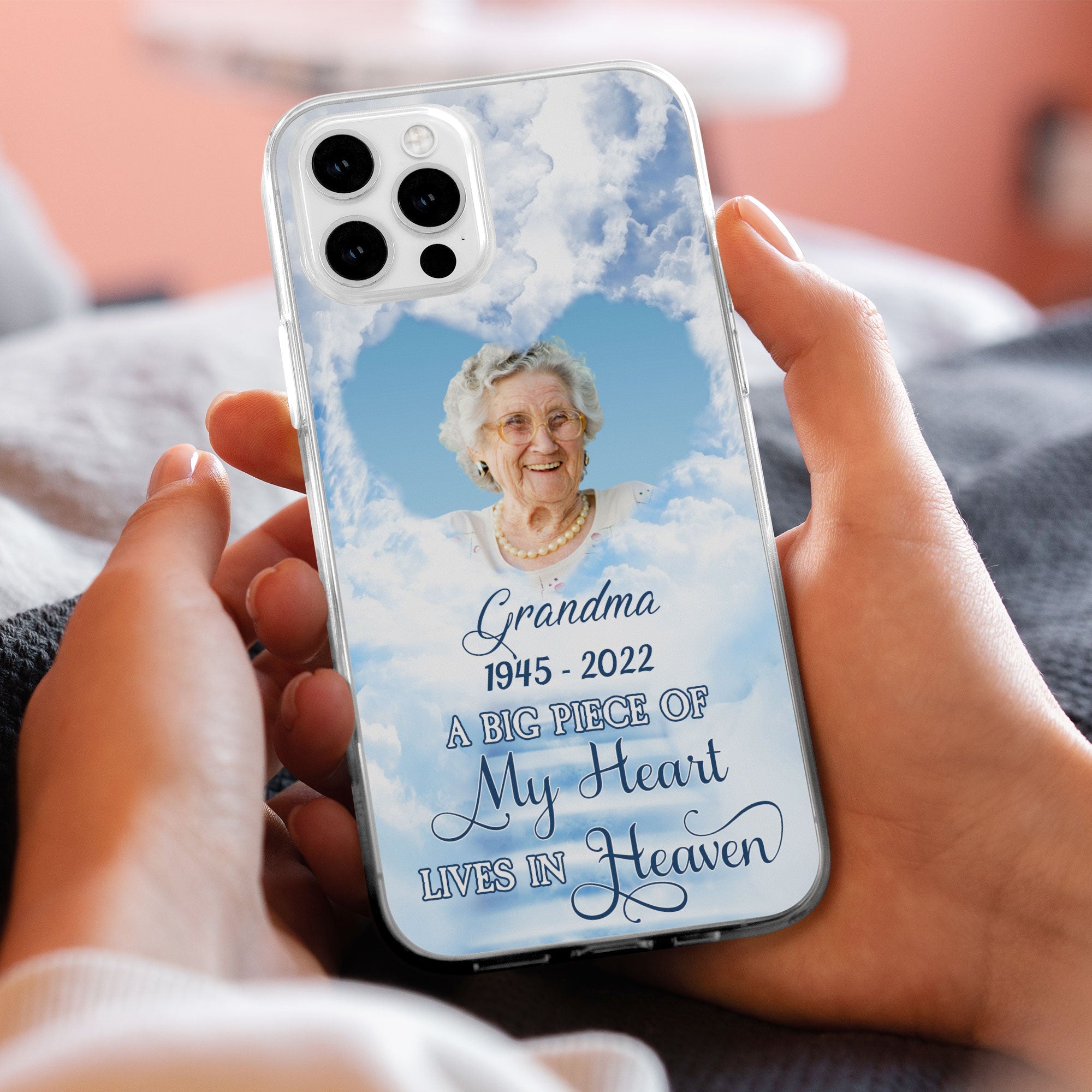 A Big Piece Of My Heart Lives In Heaven - Personalized Clear Phone Case