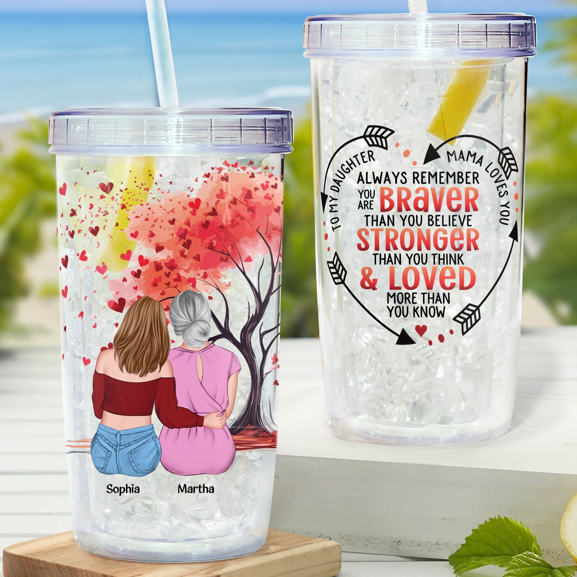 Mama Loves You - Personalized Acrylic Tumbler With Straw