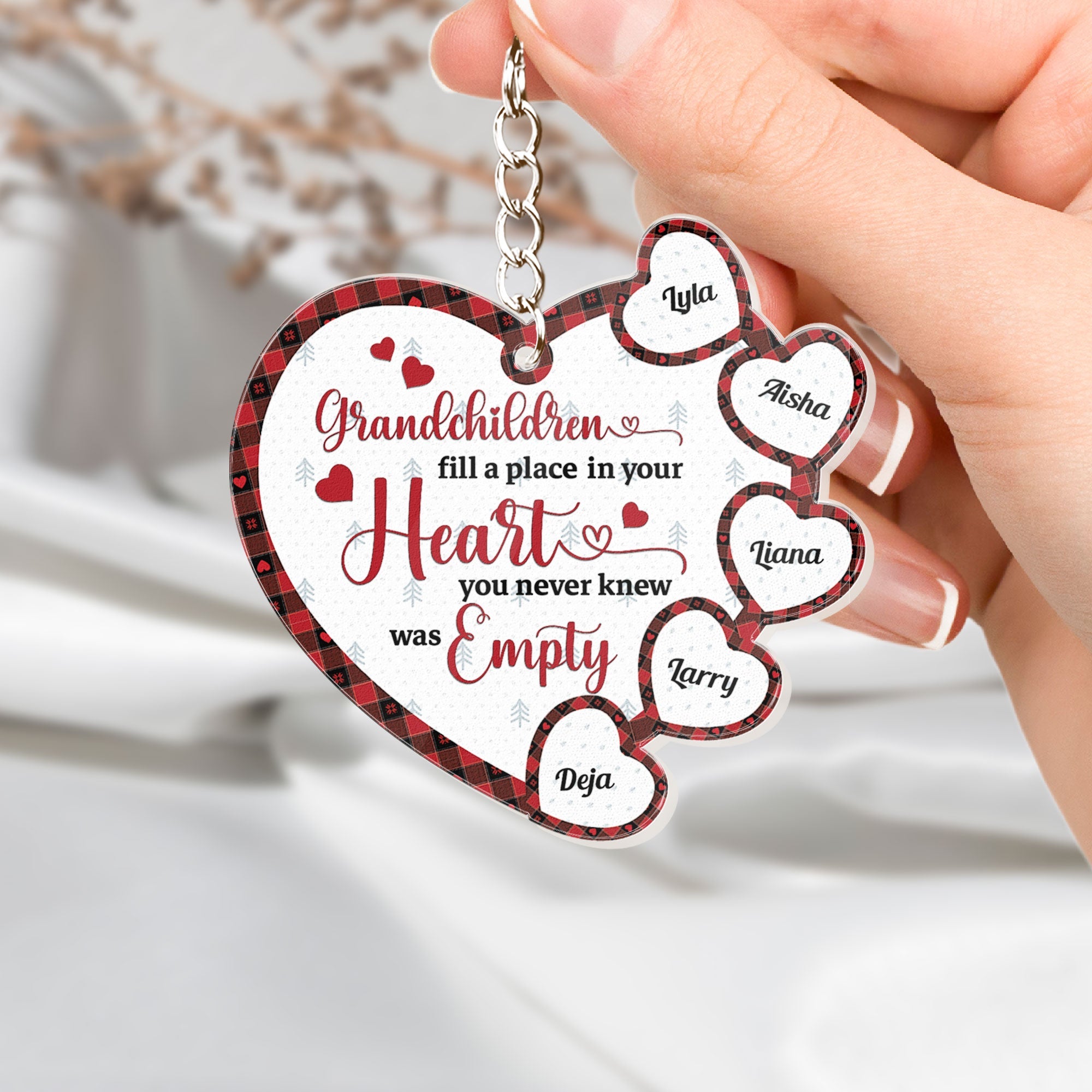 Grandchildren Fill A Place In Your Heart - Personalized Acrylic Keychain