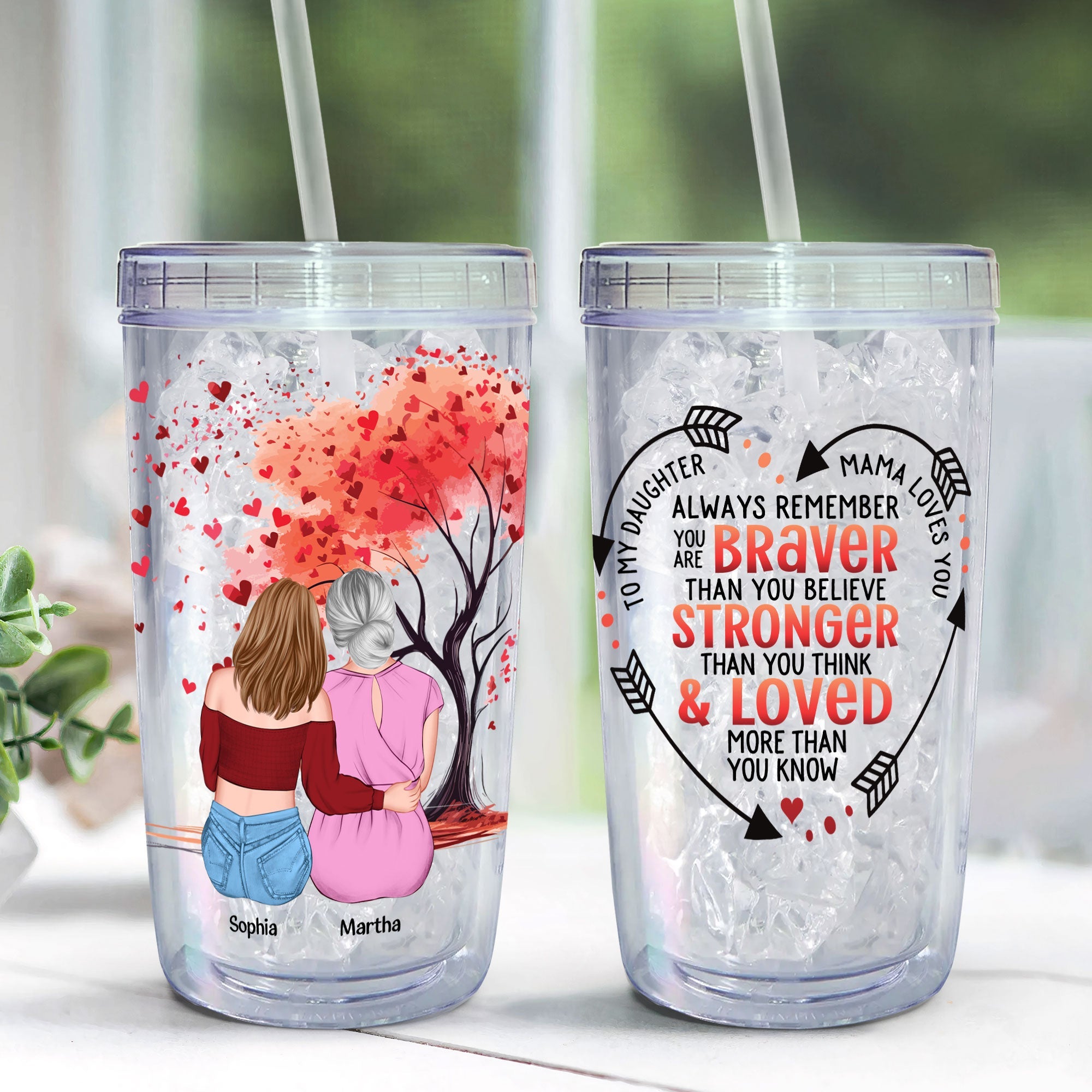 Mama Loves You - Personalized Acrylic Tumbler With Straw