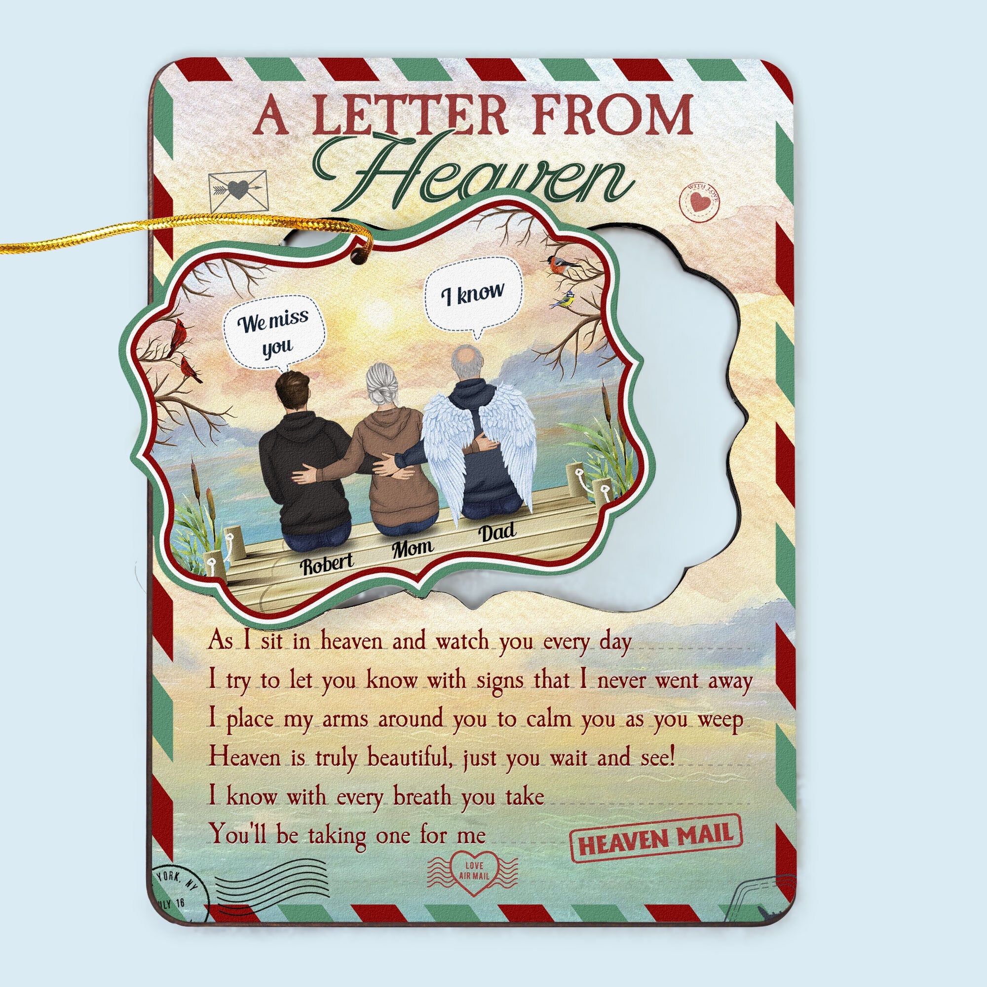 A Letter From Heaven To You - Personalized Wooden Card With Pop Out Ornament