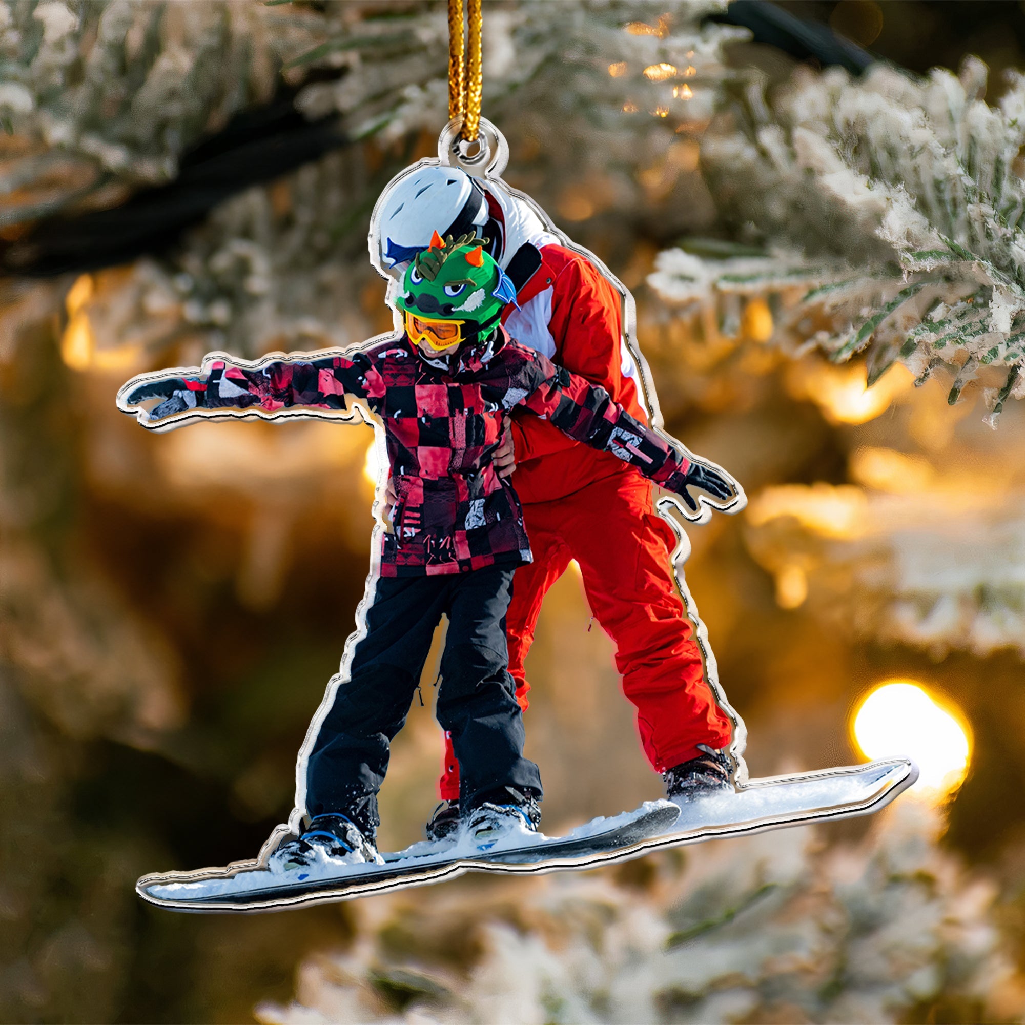 Snowboarding Gift Presents For Snowboarders - Personalized Acrylic Photo Ornament