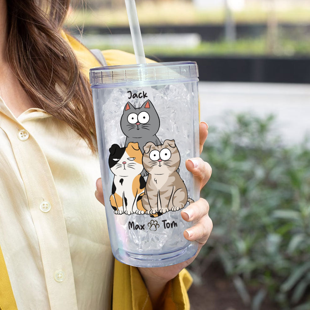 I Was Normal Cat Ago - Personalized Acrylic Tumbler With Straw