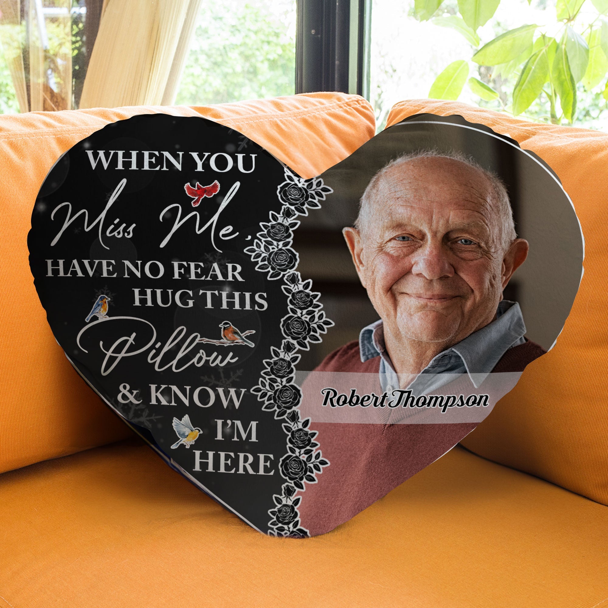 Memorial Gift Hug This Pillow & Know I'm Here - Custom Shaped Photo Pillow