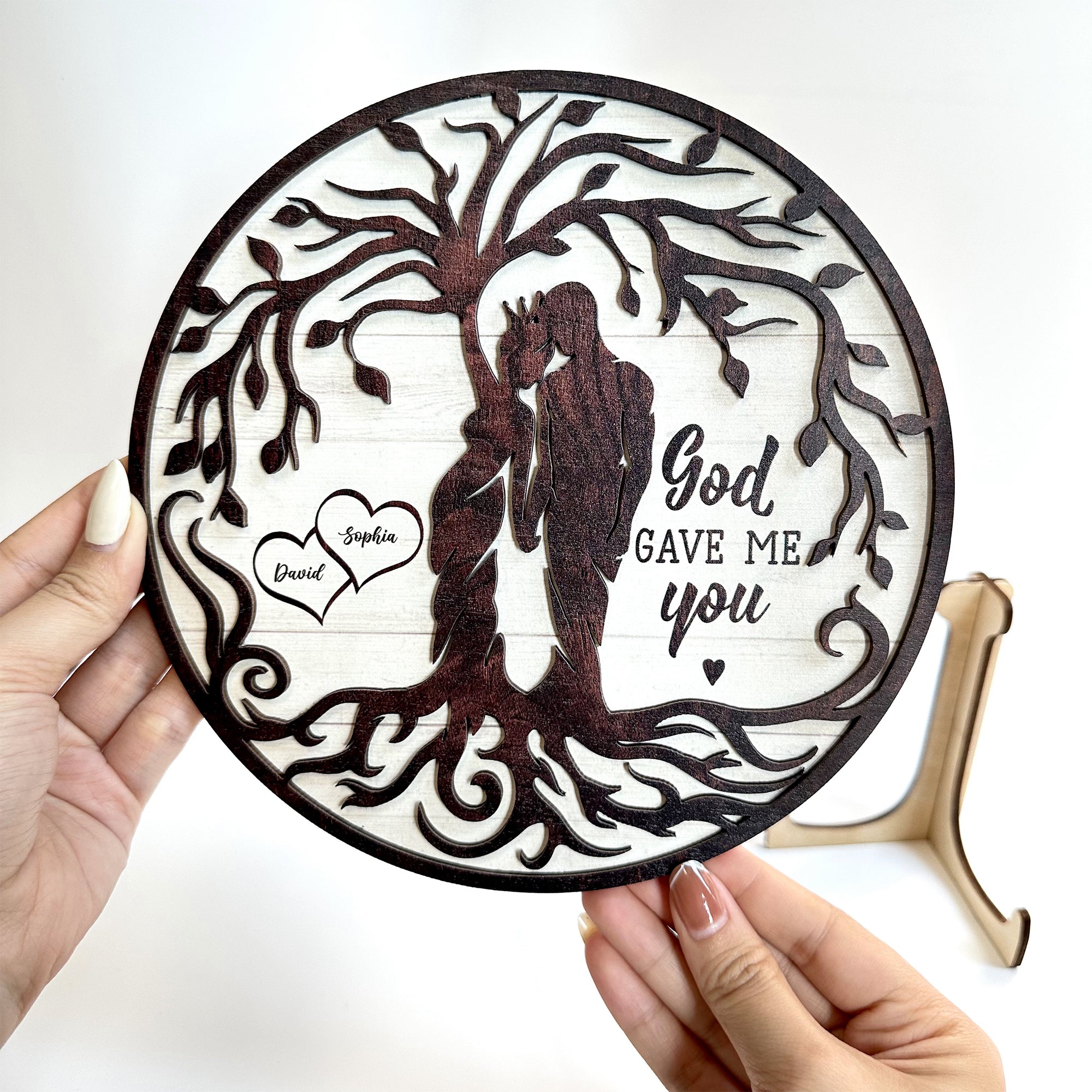 God Gave Me You 2 - Personalized 2 Layers Wooden Plaque