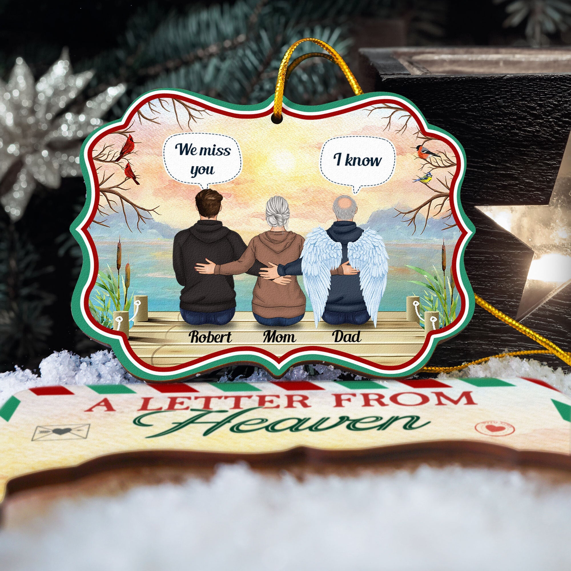 A Letter From Heaven To You - Personalized Wooden Card With Pop Out Ornament