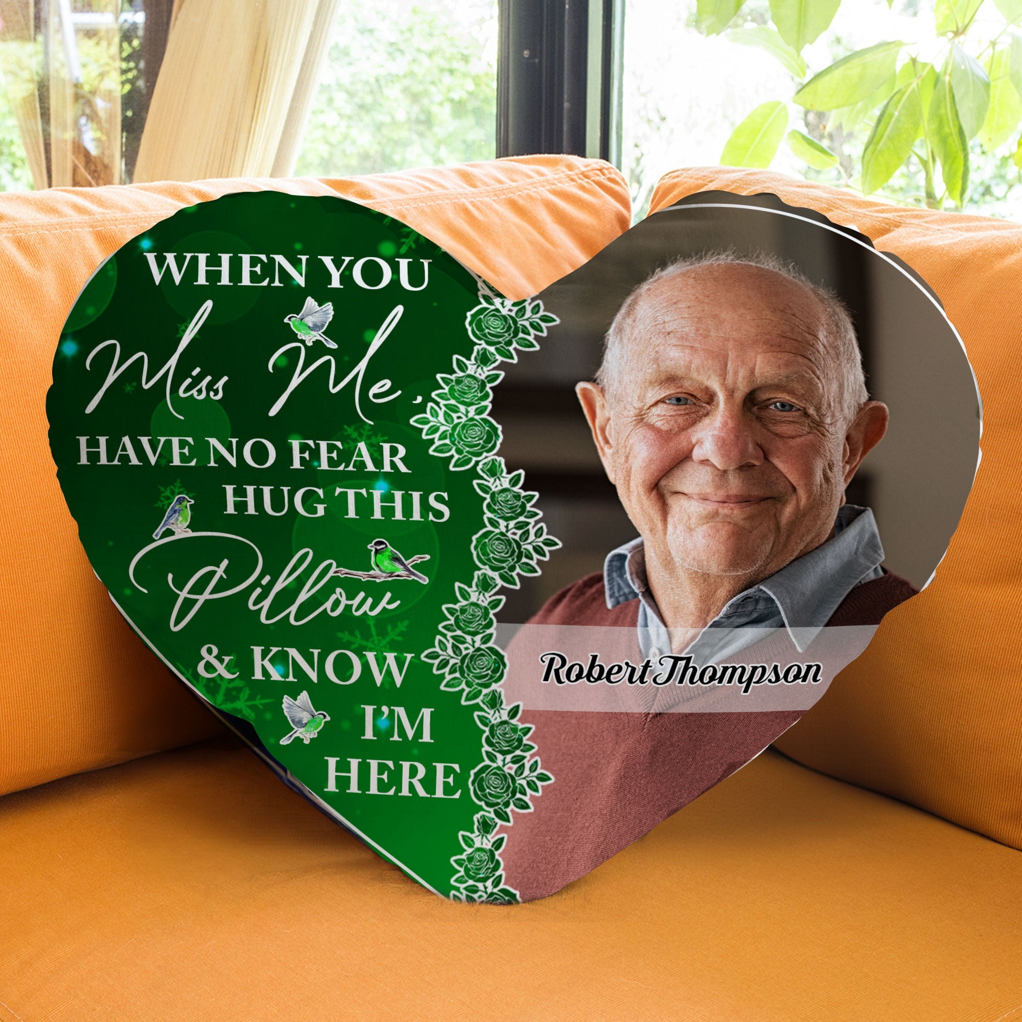 Memorial Gift Hug This Pillow & Know I'm Here - Custom Shaped Photo Pillow