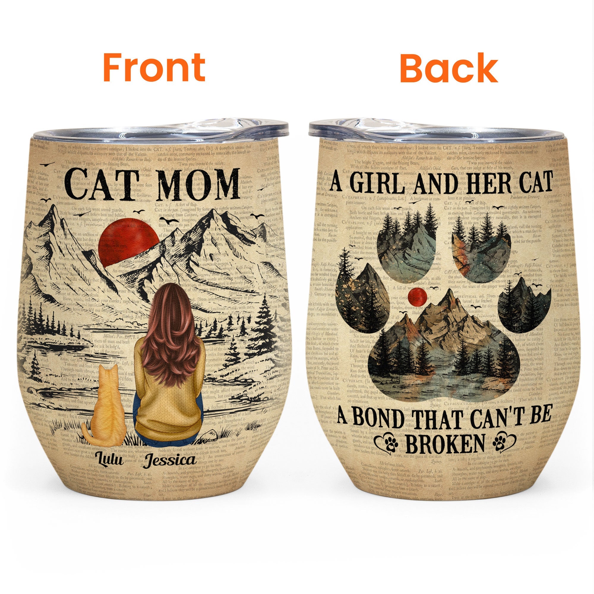 A Girl And Her Cats Unbreakable Bond - Personalized Wine Tumbler - Birthday Gifts For Cat Lovers, Cat Mom