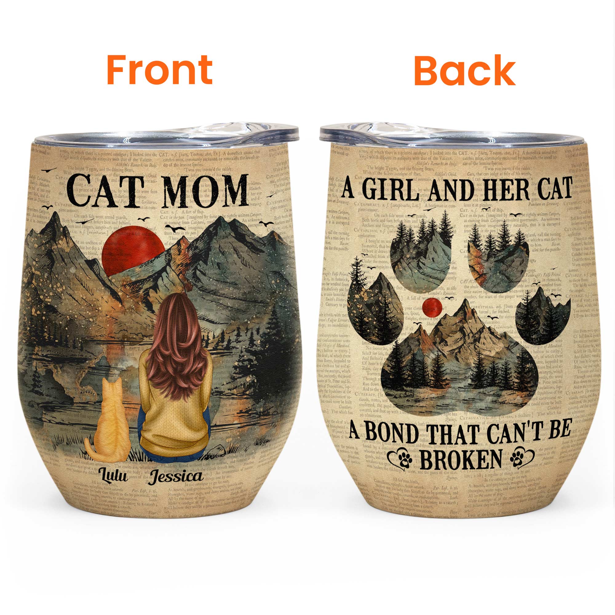 A Girl And Her Cats Unbreakable Bond - Personalized Wine Tumbler - Birthday Gifts For Cat Lovers, Cat Mom