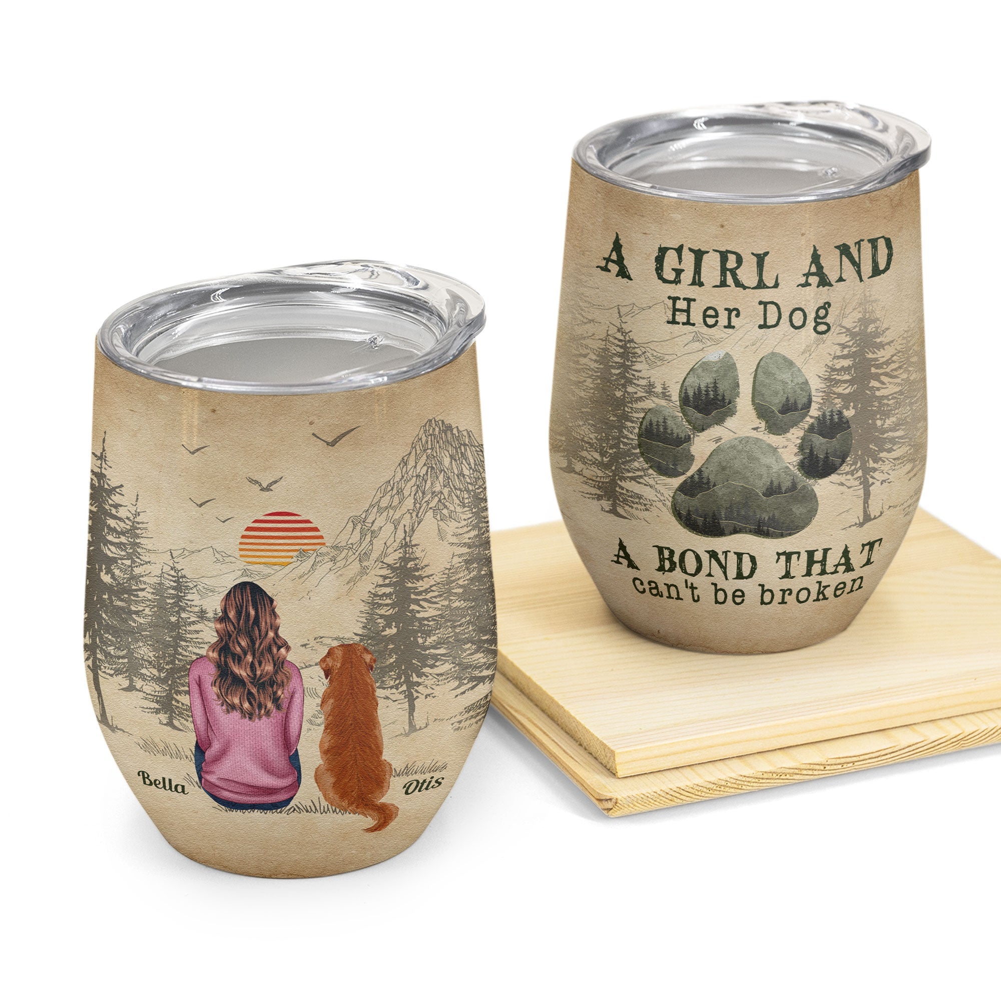 A Girl And Her Dog - Personalized Wine Tumbler