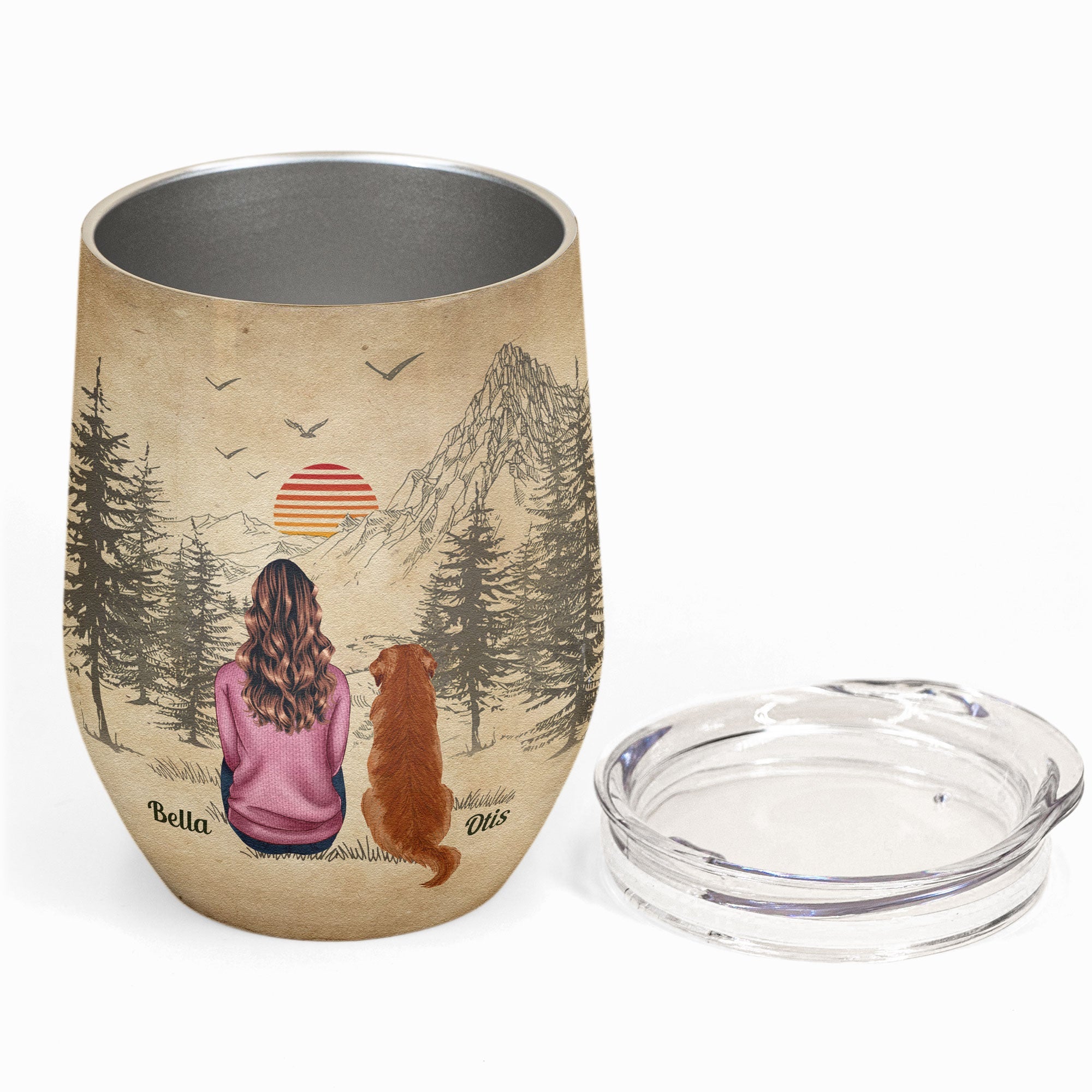 A Girl And Her Dog - Personalized Wine Tumbler