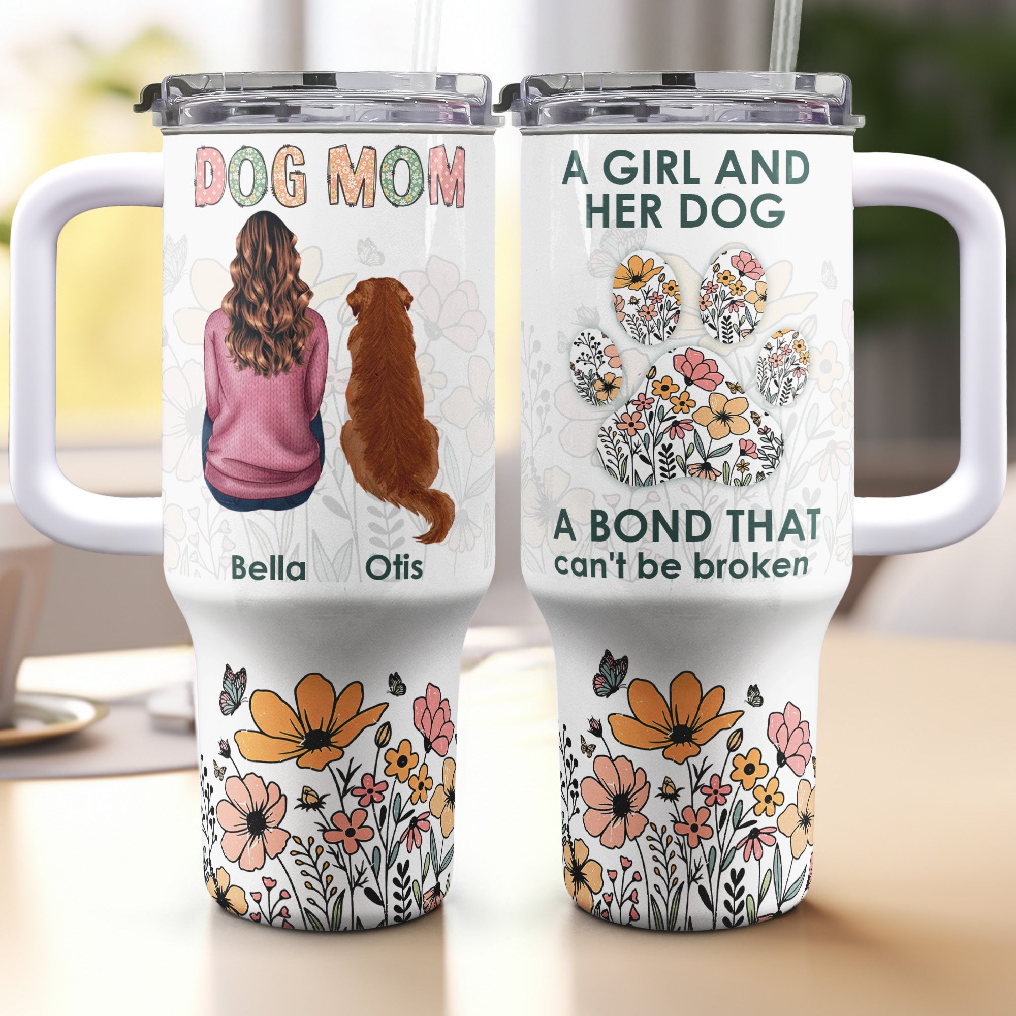 A Girl And Her Dog Unbreakable Bond - Personalized 40oz Tumbler With Straw