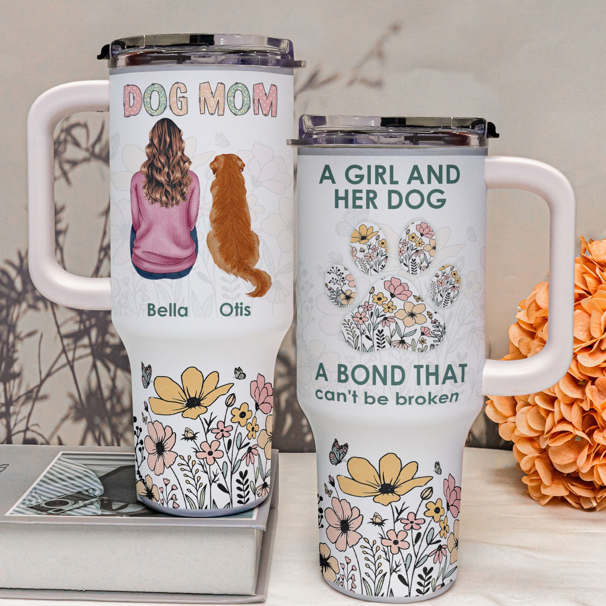 A Girl And Her Dog Unbreakable Bond - Personalized 40oz Tumbler With Straw