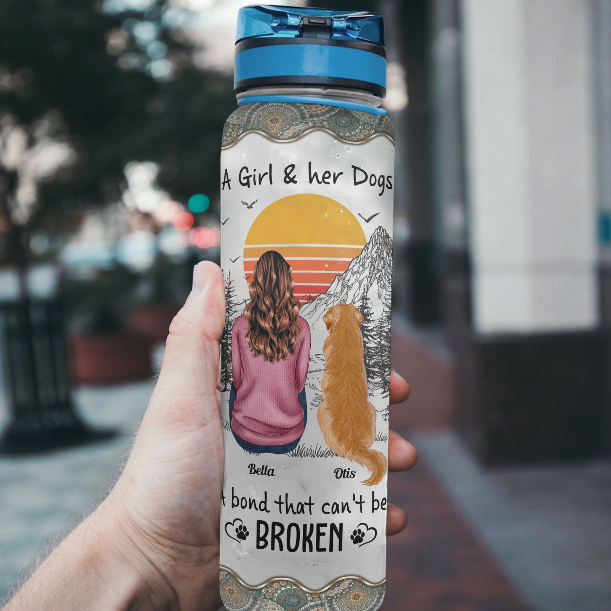 A Girl And Her Dog Unbreakable Bond - Personalized Tracker Bottle