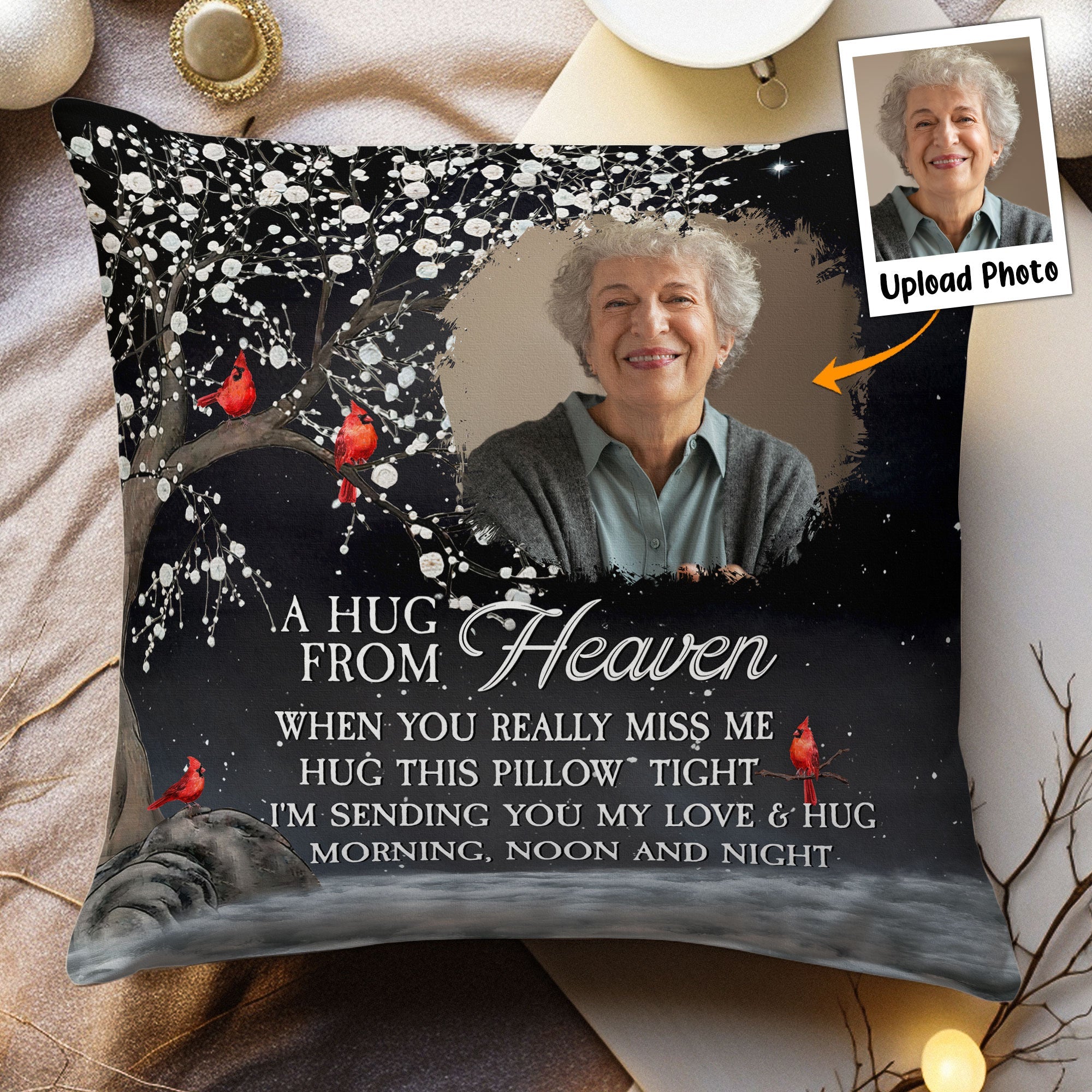 A Hug From Heaven I'm Always With You - Personalized Photo Memory Pillow