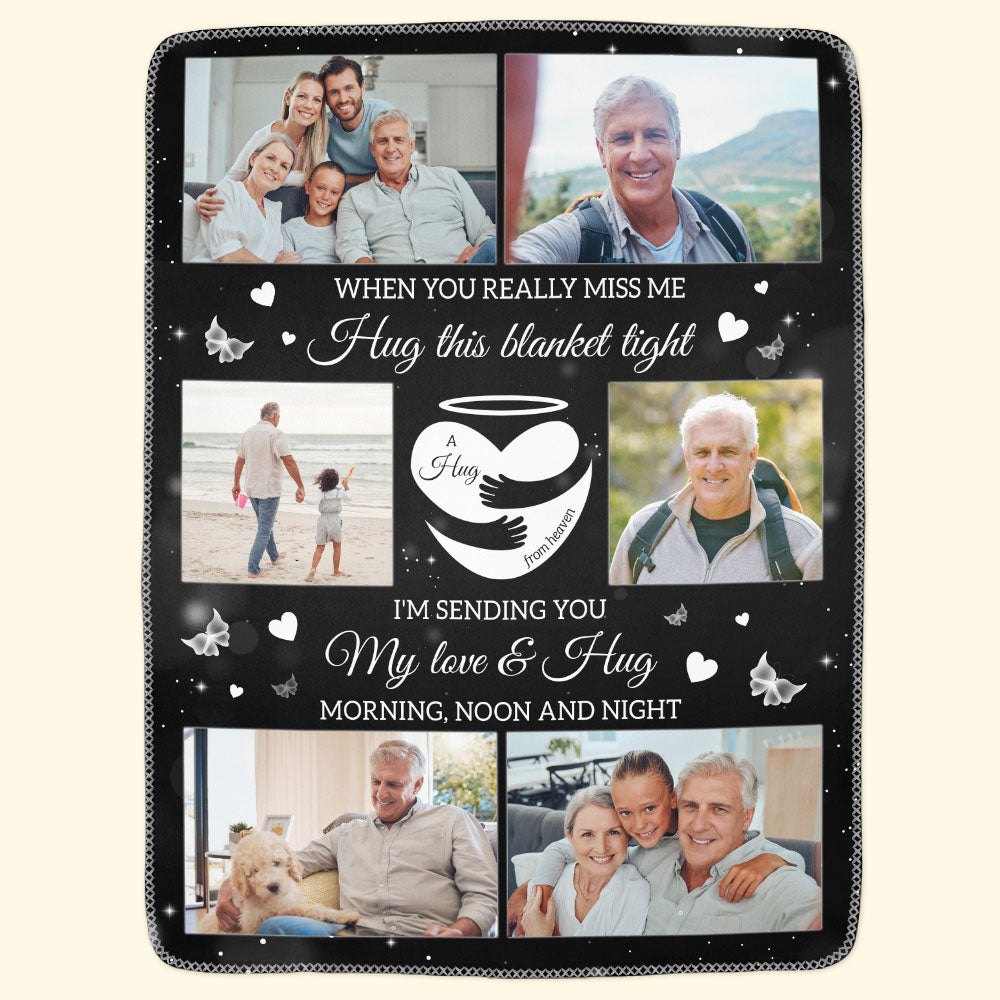 A Hug From Heaven Memorial Gift - Personalized Photo Blanket