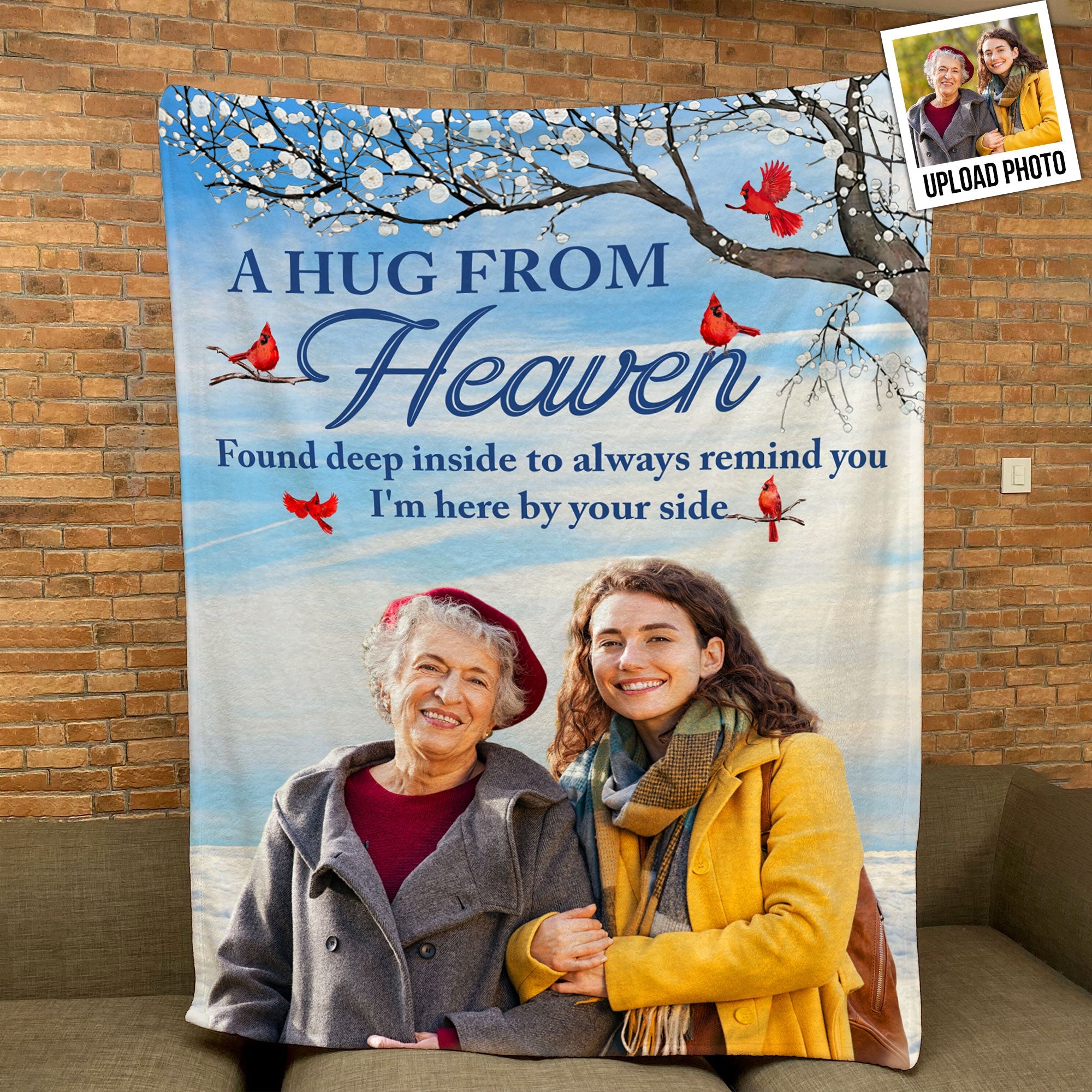 A Hug From Heaven To Remind You I'm Always With You - Personalized Photo Blanket