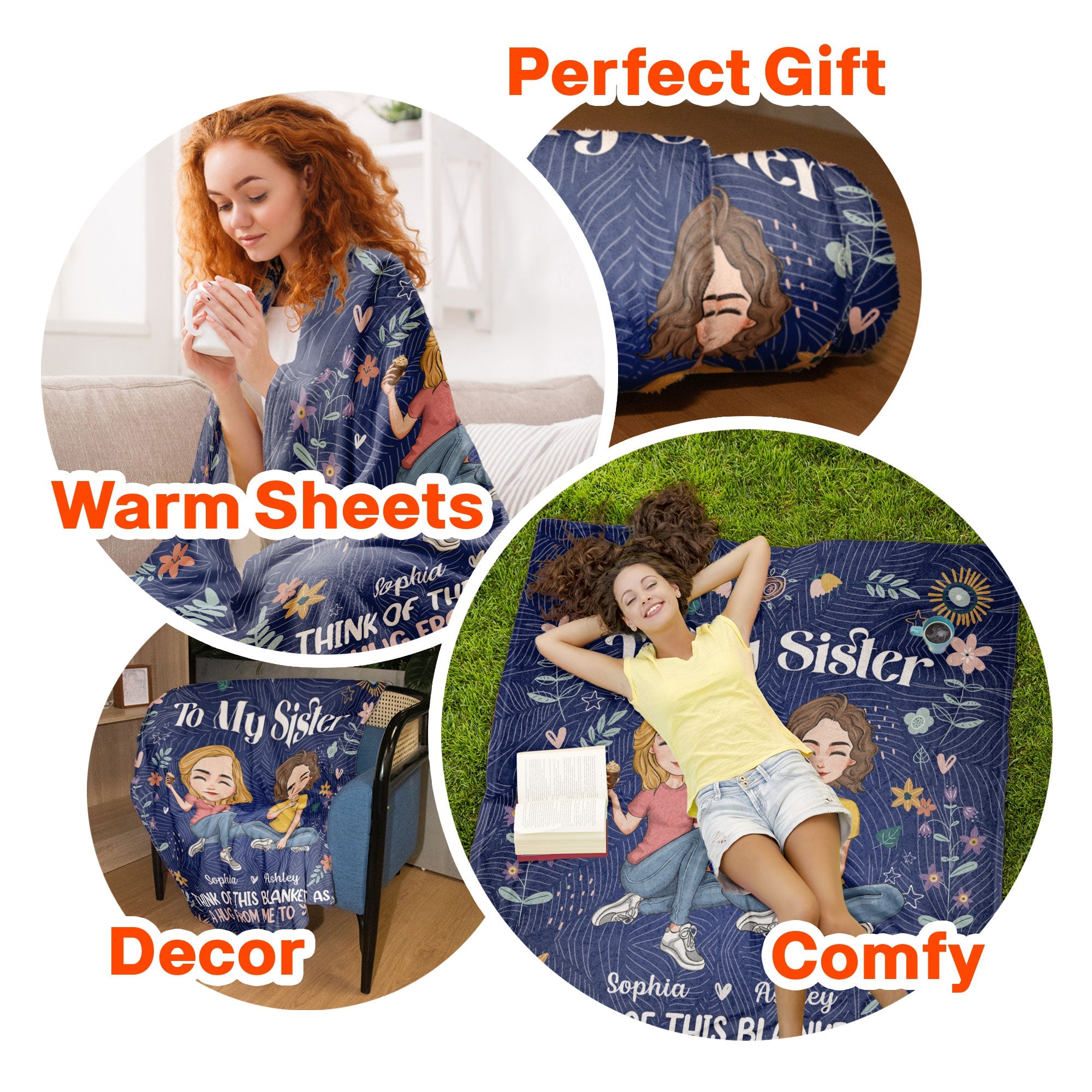 A Hug From Me To You - Personalized Sister Blanket