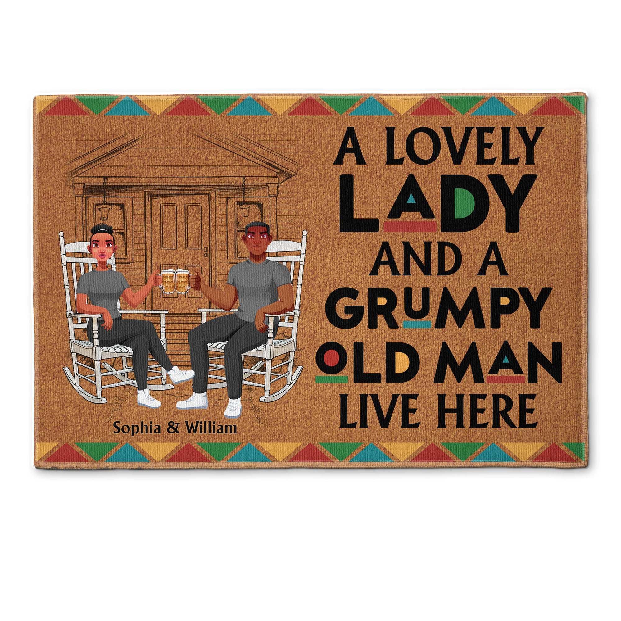 A Lovely Lady And A Grumpy Old Man Live Here - Personalized Doormat