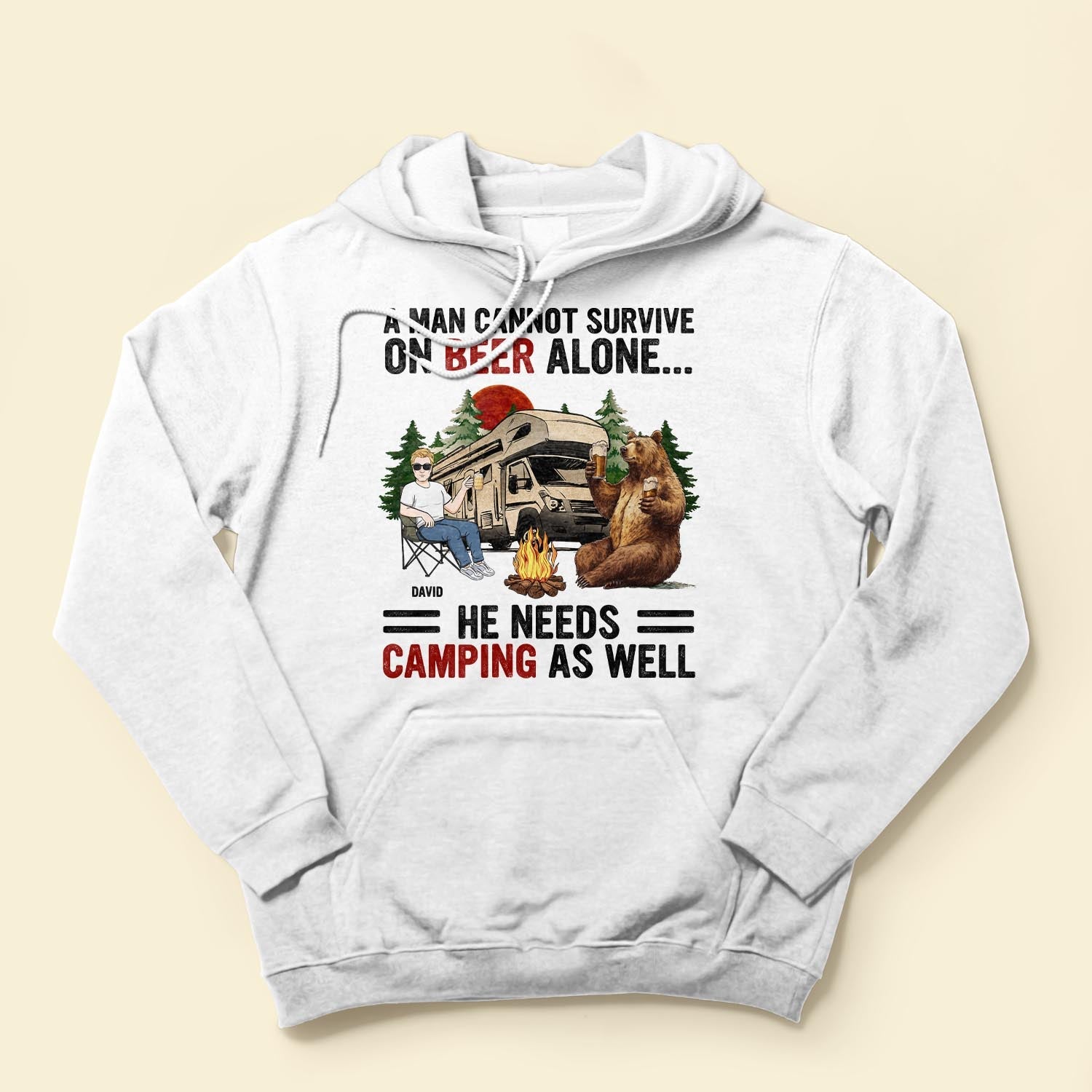 A Man Cannot Survive On Beer Alone He Needs Camping - Personalized Shirt