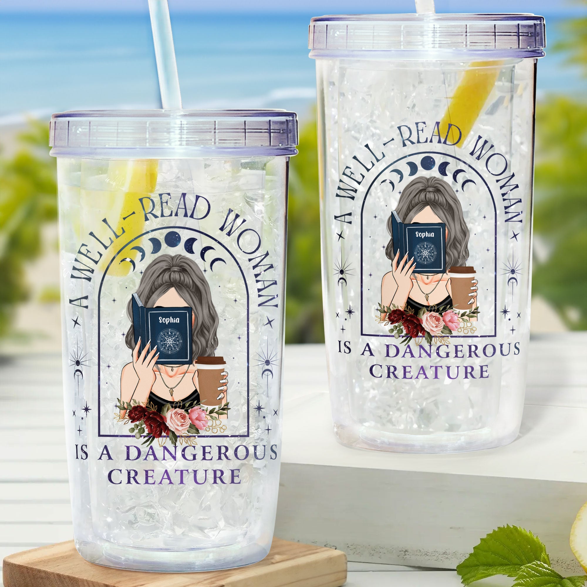 Well-Read Woman - Personalized Acrylic Tumbler With Straw