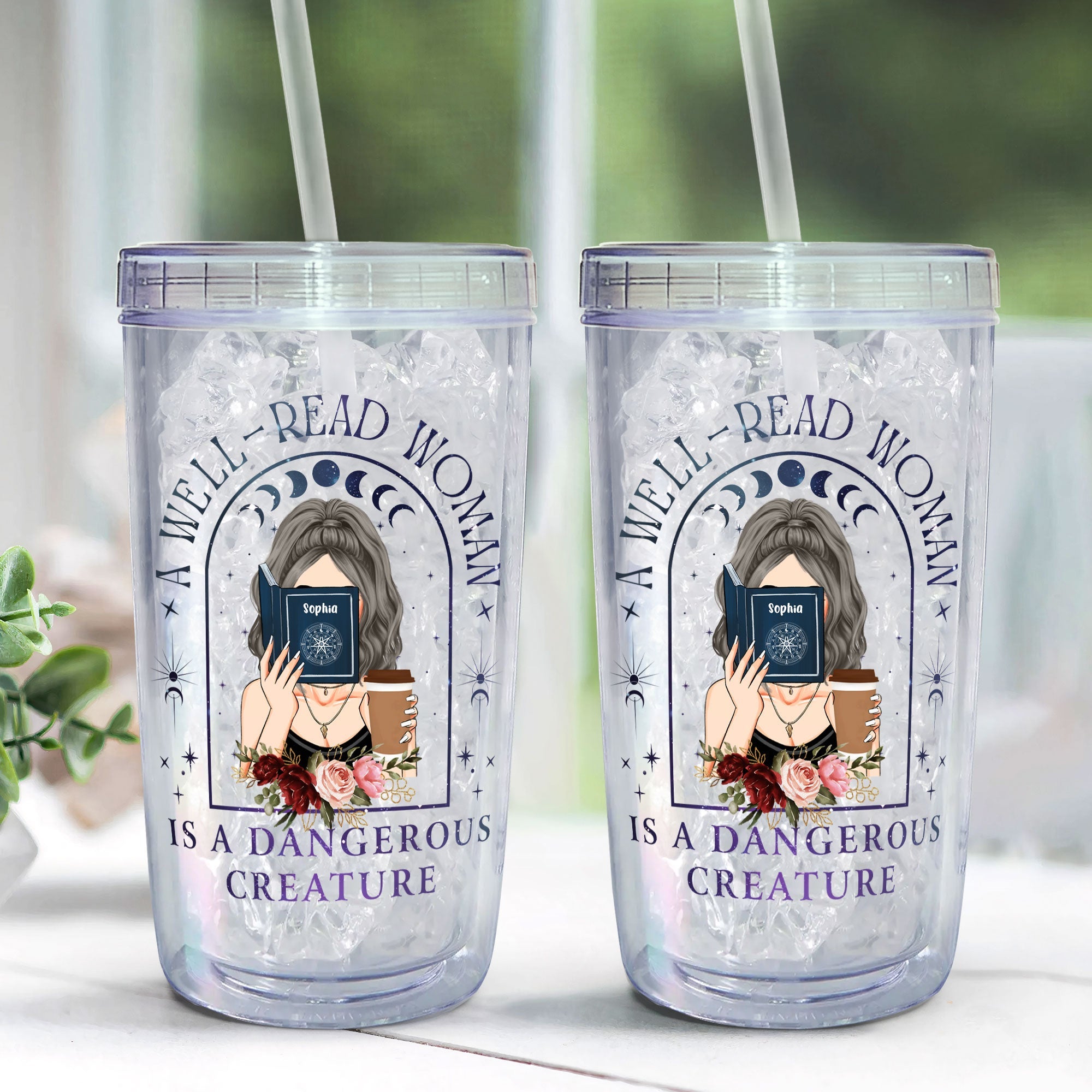 Well-Read Woman - Personalized Acrylic Tumbler With Straw