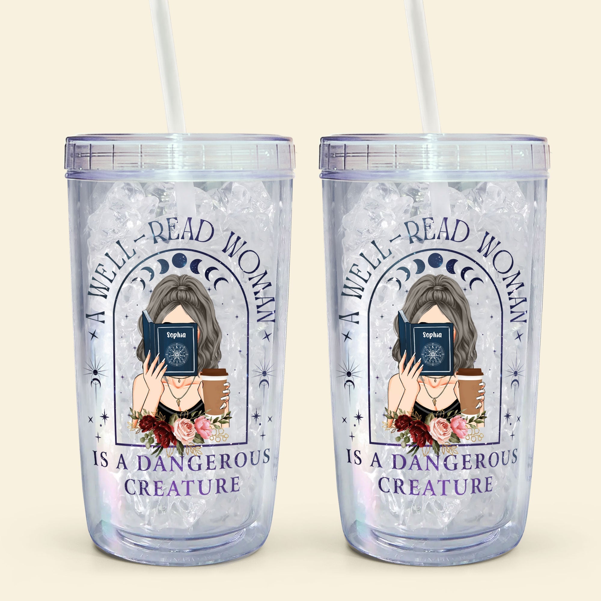 Well-Read Woman - Personalized Acrylic Tumbler With Straw