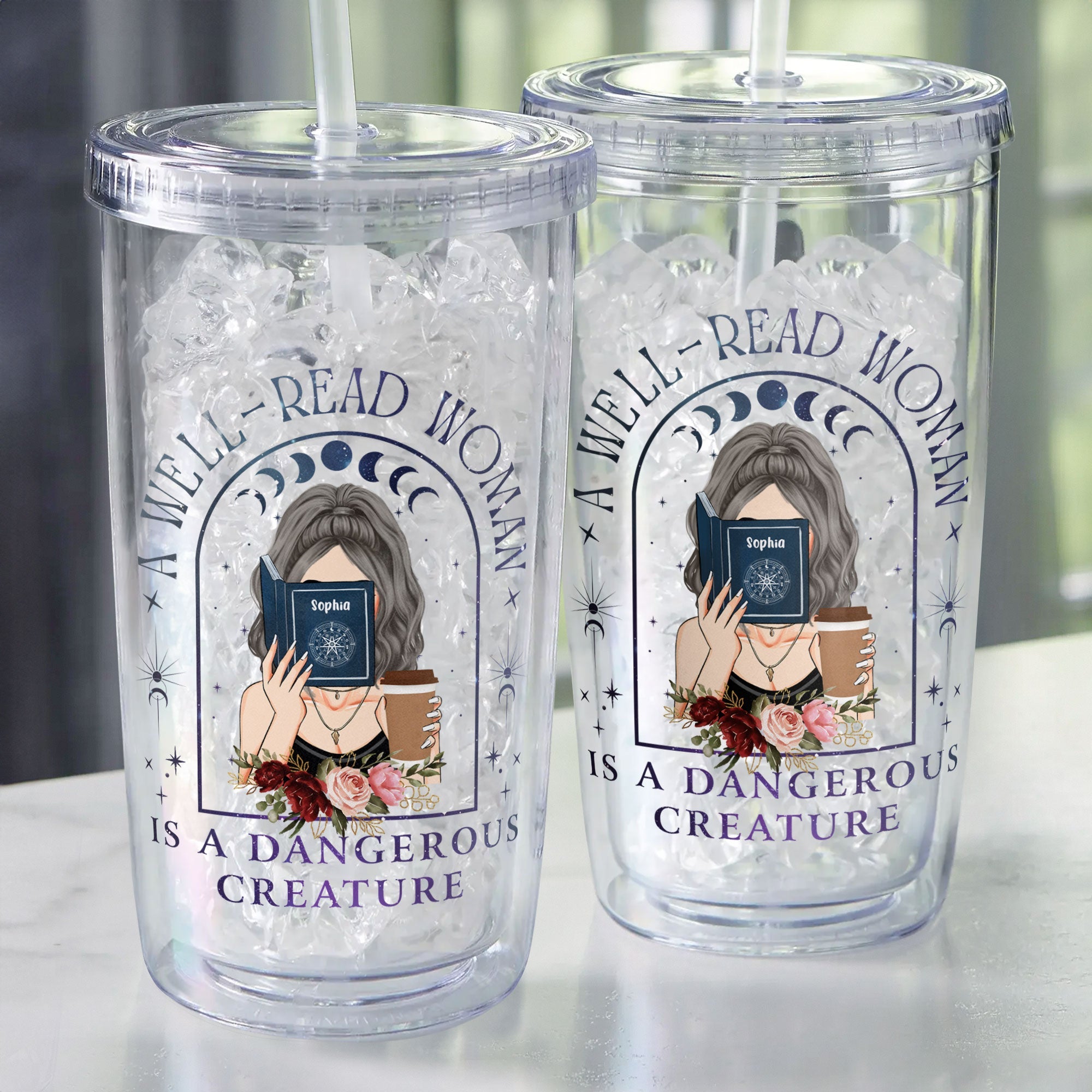 Well-Read Woman - Personalized Acrylic Tumbler With Straw