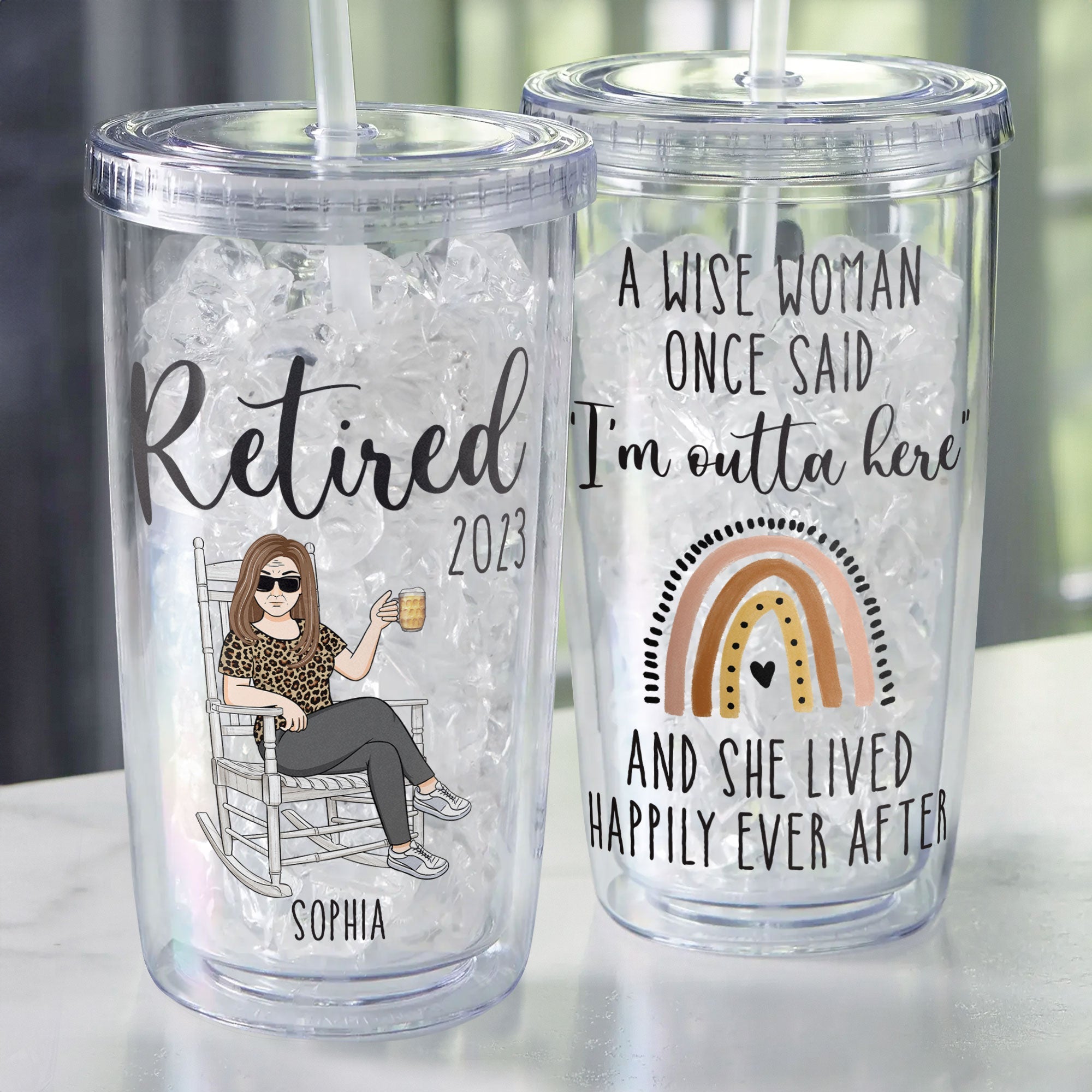 A Wise Woman Once Said "I'm Outta Here" - Personalized Acrylic Tumbler With Straw