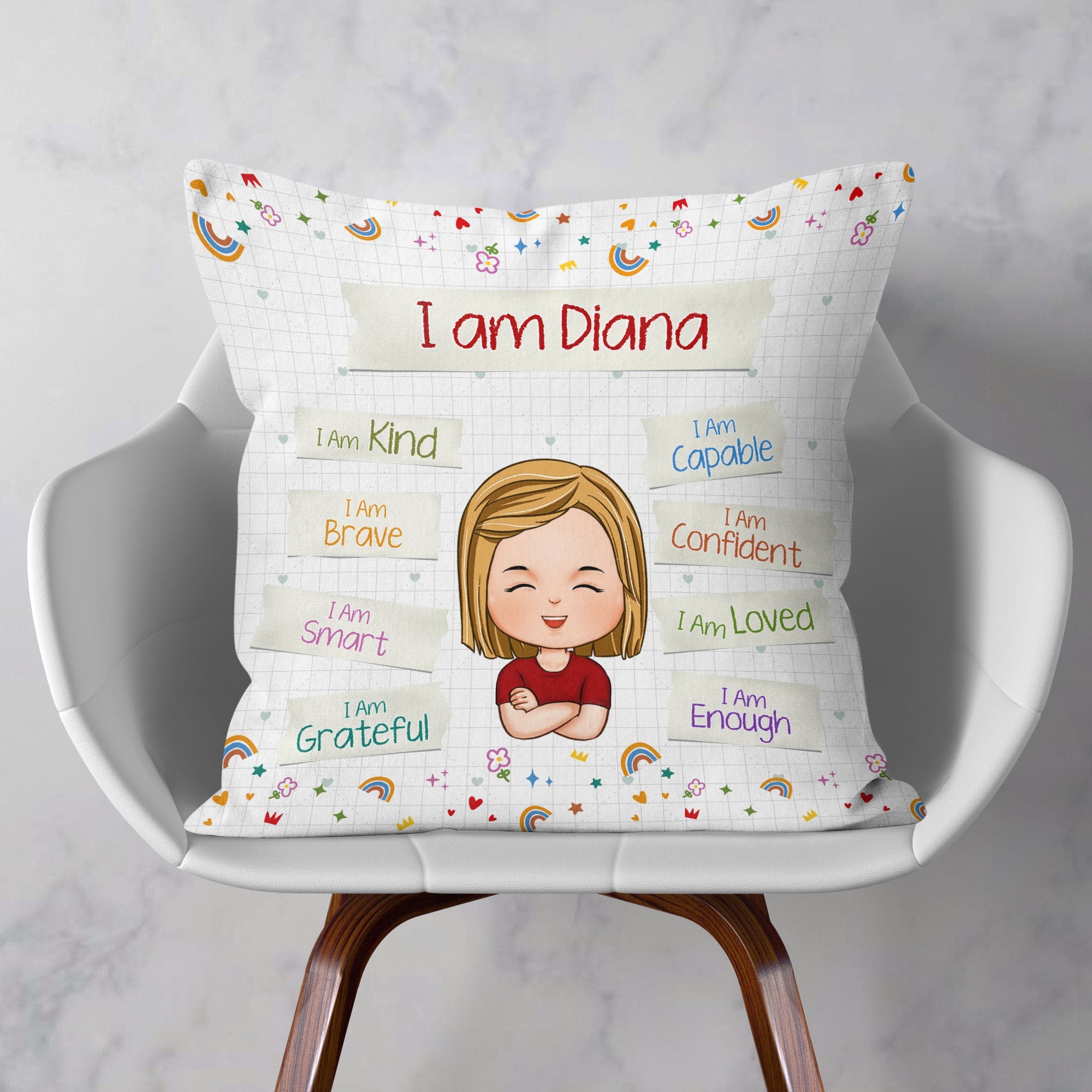 Affirmations I Am Kind I Am Loved - Personalized Pillow (Insert Included)