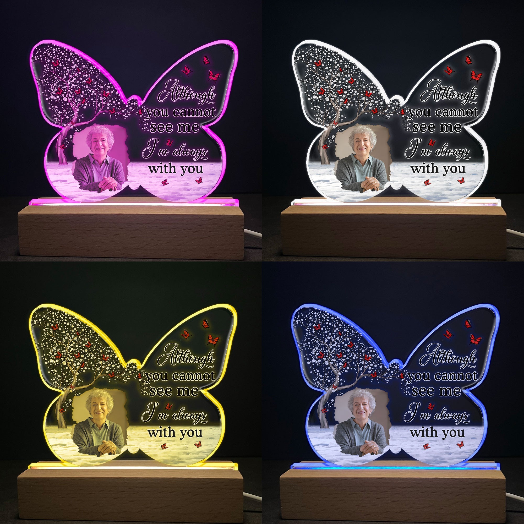 Although You Cannot See Me I'm Always With You - Personalized Photo LED Light